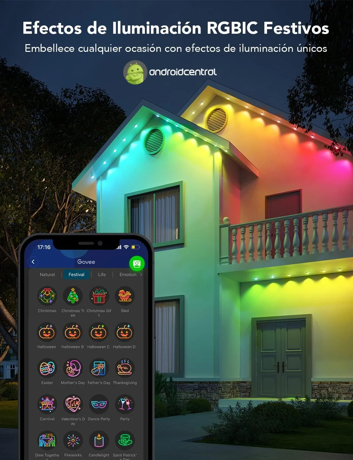 چراغ های دائمی فضای باز Govee، 30 متری با 72 LED هوشمند RGBIC برای فضای باز، 72 حالت صحنه، ضد آب IP67 برای مهمانی و استفاده روزانه، سازگار با الکسا و دستیار گوگل