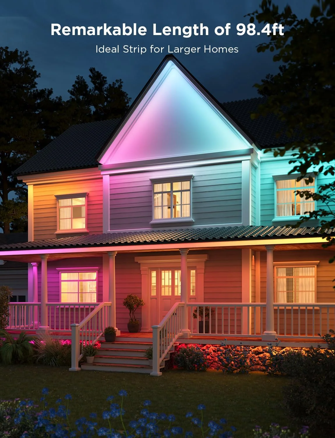 نوار ال ای دی ضد آب 30 متری Govee WiFi RGBIC مناسب فضای باز، سازگار با الکسا و کنترل از طریق اپلیکیشن، چراغ های ال ای دی هوشمند برای فضای باز