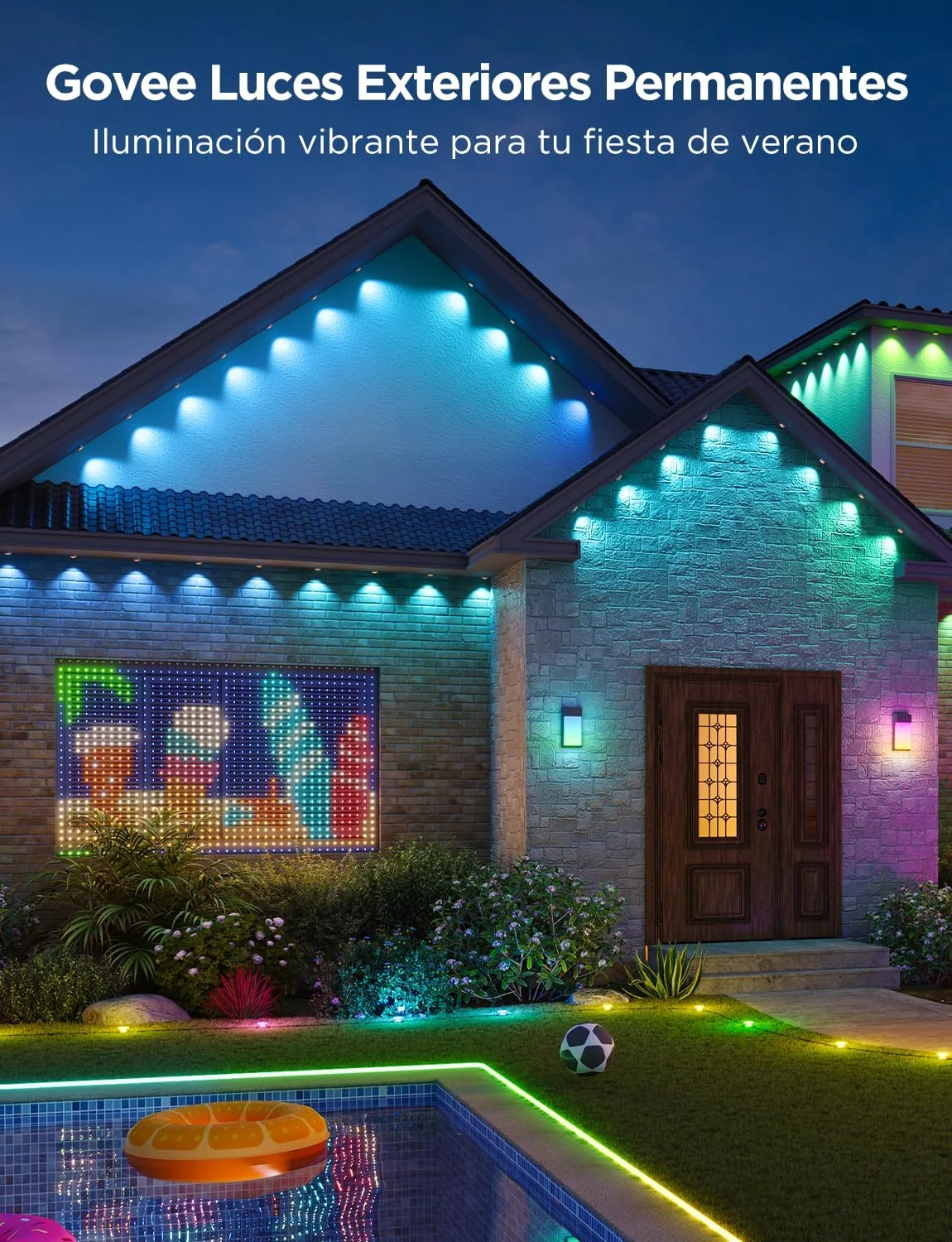 چراغ های دائمی فضای باز Govee، 30 متری با 72 LED هوشمند RGBIC برای فضای باز، 72 حالت صحنه، ضد آب IP67 برای مهمانی و استفاده روزانه، سازگار با الکسا و دستیار گوگل