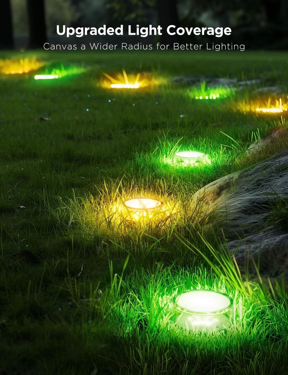 چراغ های زمینی فضای باز Govee 2، چراغ های کریسمس فضای باز 100 فوتی، بسته 30 عددی چراغ های مسیر RGBIC، 100 لومن نور سفید گرم، ضد آب IP67، دوشاخه باغ