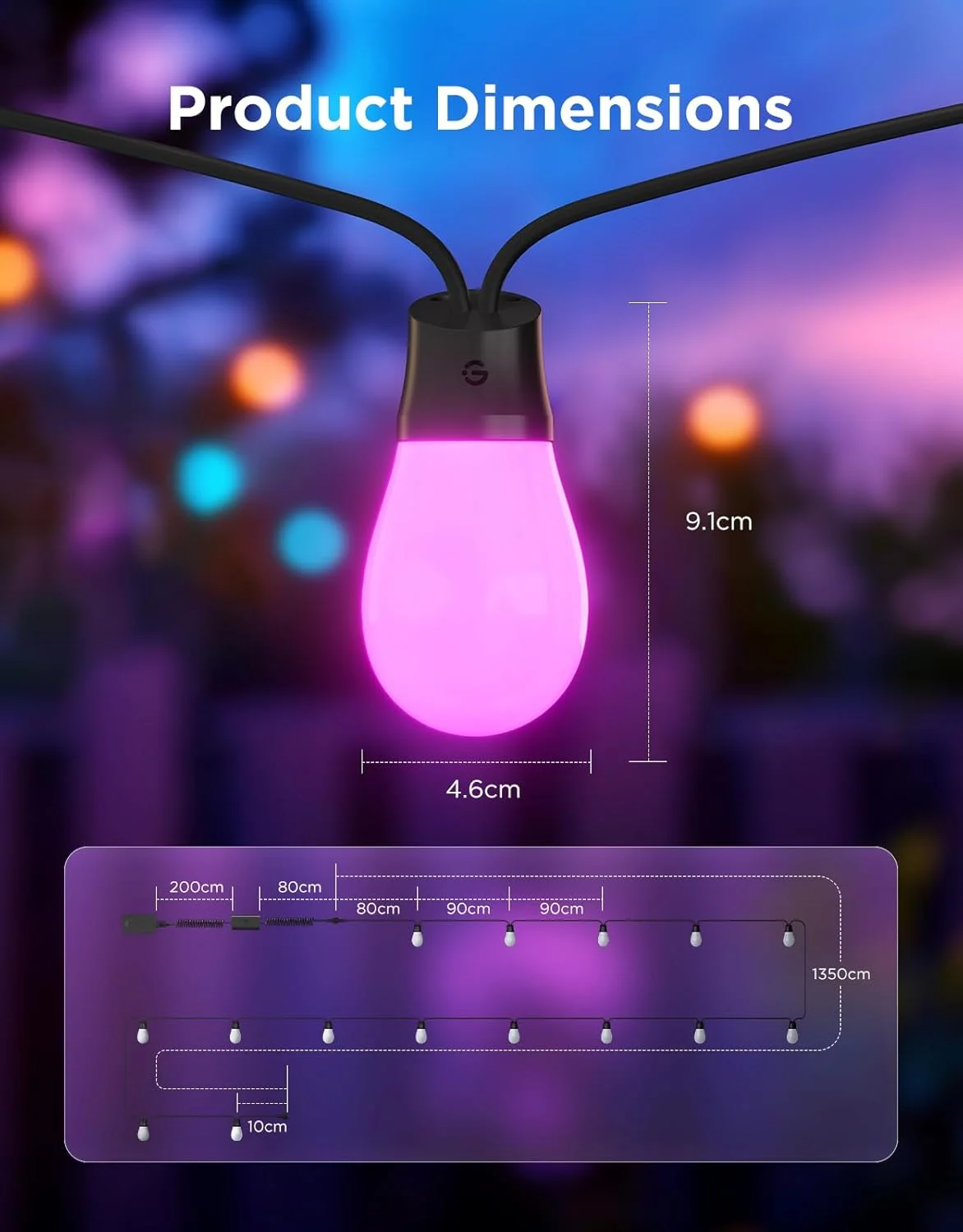 چراغهای ریسهای بیرونی Govee به طول 15 متر، لامپهای LED هوشمند RGBIC با نور سفید گرم و قابلیت تنظیم نور، چراغهای باغ ضد آب IP66 با 111 حالت صحنه، سازگار با الکسا، گوگل اسیستنت و Matter برای حیاط خلوت و مهمانی چراغهای ریسهای بیرونی Govee به طول 15 متر، لامپهای LED هوشمند RGBIC با نور سفید گرم و قابلیت تنظیم نور، چراغهای باغ ضد آب IP66 با 111 حالت صحنه، سازگار با الکسا، گوگل اسیستنت و Matter برای حیاط خلوت و مهمانی