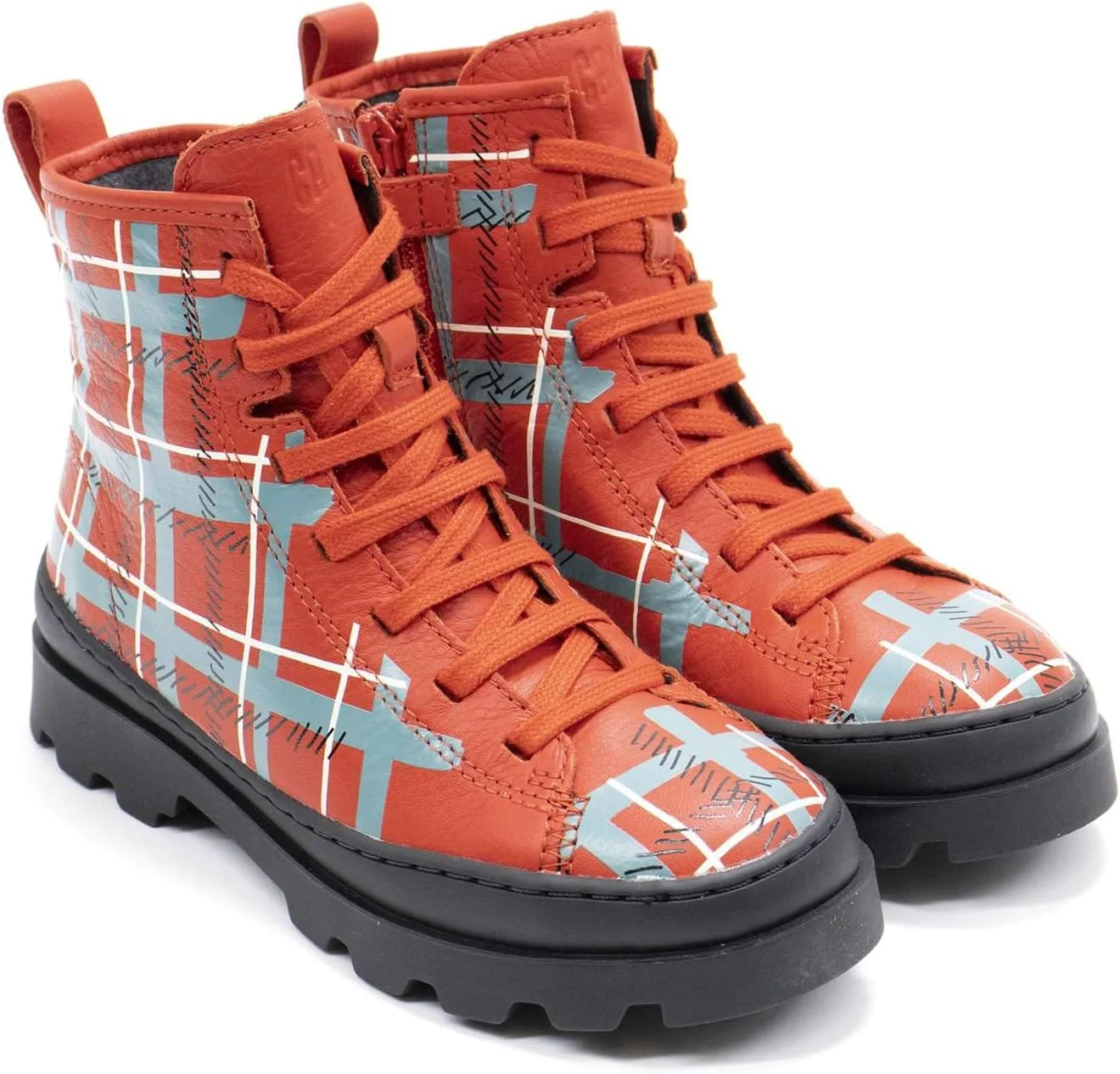 بوت چرمی دخترانه Camper مدل Brutus، قرمز سفید، سایز 13 کودکانه