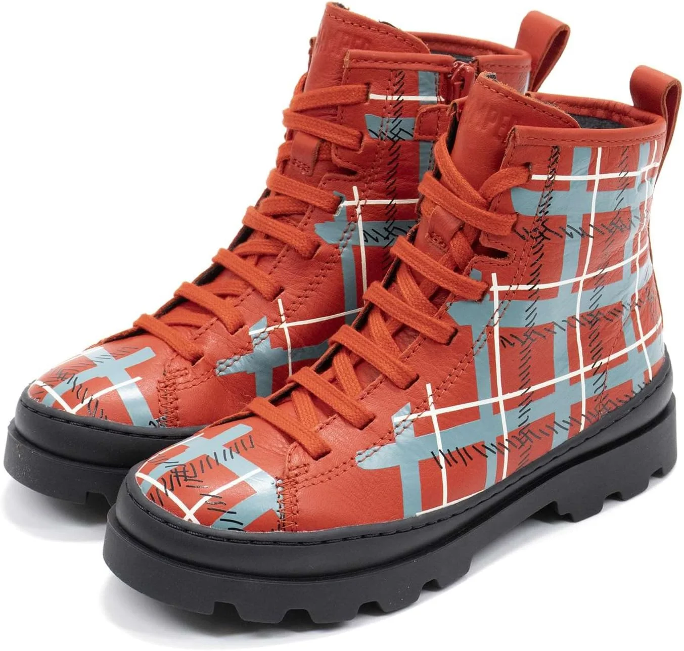 بوت چرمی دخترانه Camper مدل Brutus، قرمز سفید، سایز 11 کودکانه