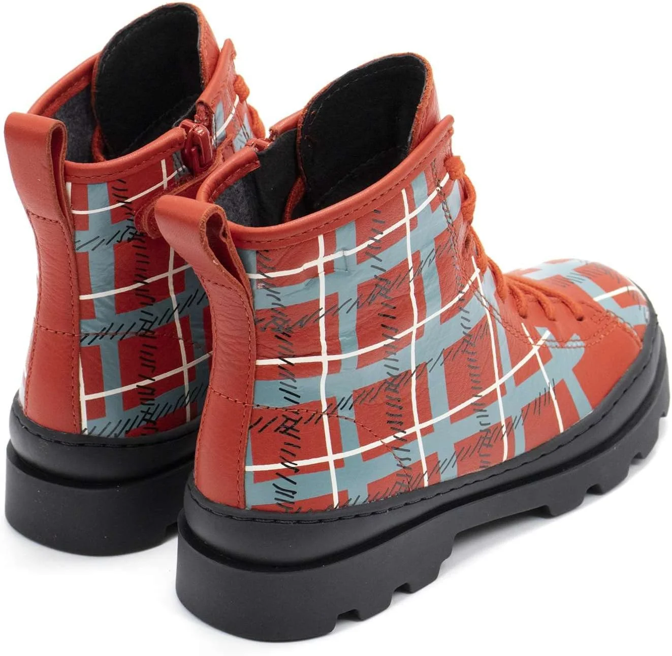 بوت چرمی دخترانه Camper مدل Brutus، قرمز سفید، سایز 3 کودکانه