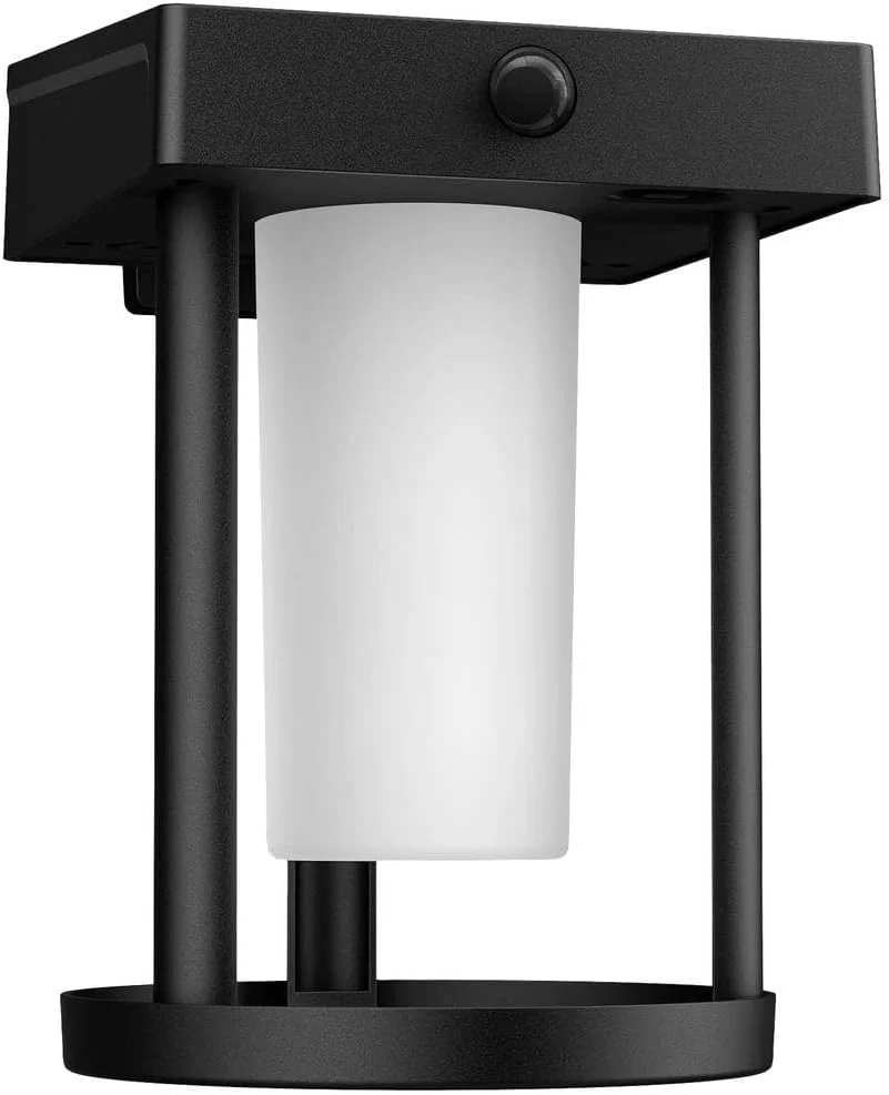 چراغ دیواری خورشیدی فوق العاده کارآمد فیلیپس مدل Camill، 1.4 وات، سنسور دوگانه، گرد، مات، 3000 کلوین، ضد آب و هوا IP44، مشکی