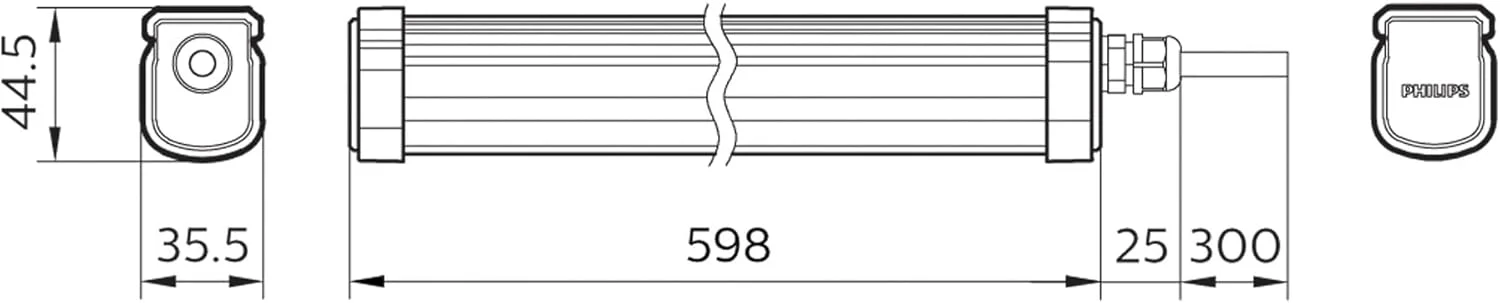 چراغ پروژکتور LED فیلیپس Projectline 60 سانتی‌متری [1550 لومن - نور سفید روشن 3000K] برای روشنایی تجاری فضای باز
