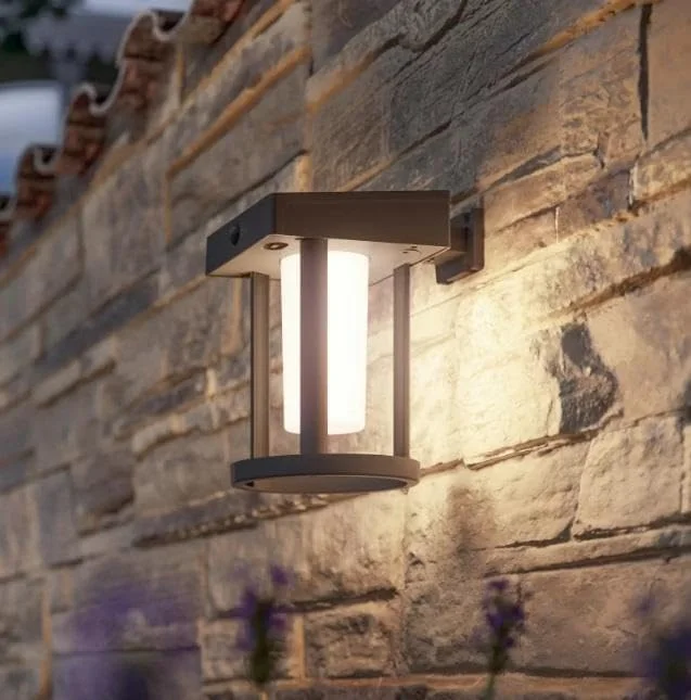 چراغ دیواری خورشیدی فوق العاده کارآمد Camill Philips Lighting، گرد، 1.4 وات، 3000K، مشکی، شفاف، دارای سنسور حرکتی، ضد آب و هوا IP44