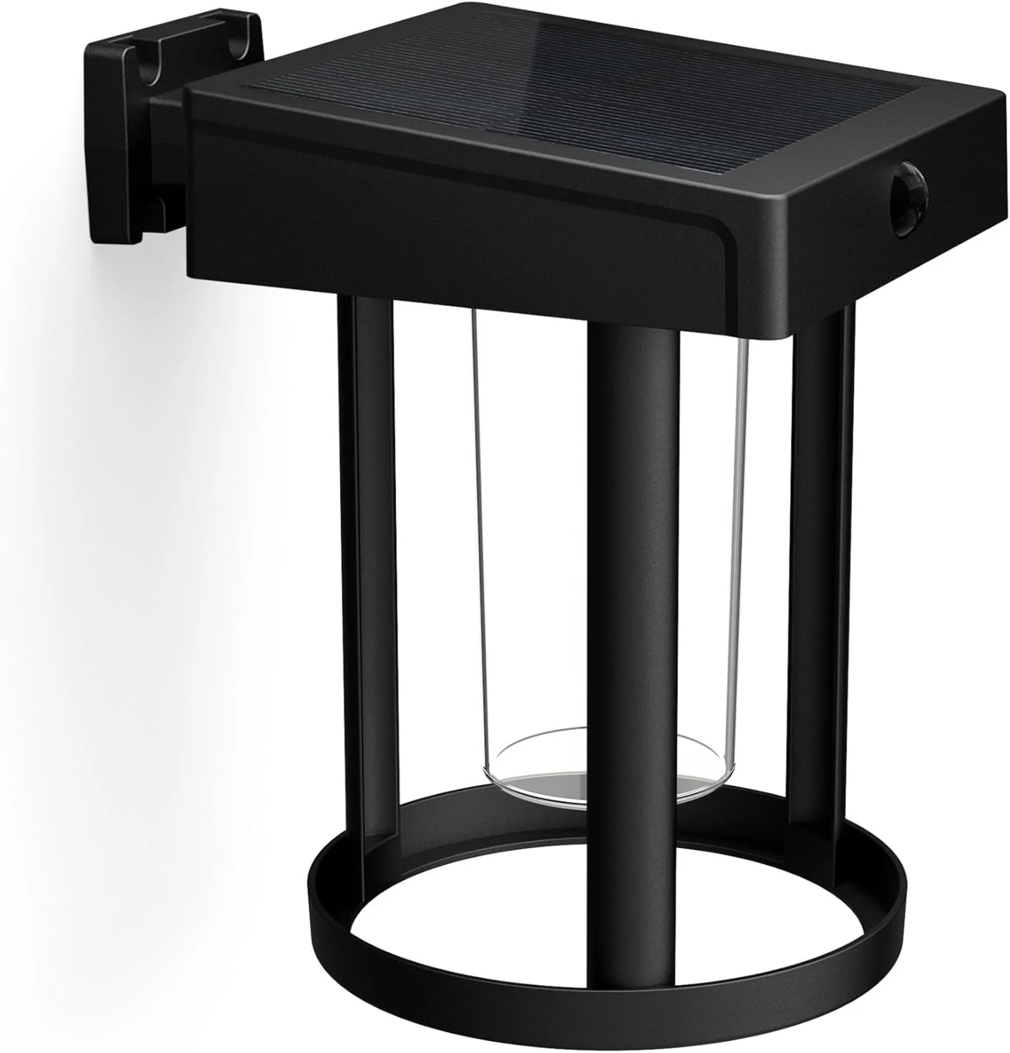 چراغ دیواری خورشیدی فوق العاده کارآمد Camill Philips Lighting، گرد، 1.4 وات، 3000K، مشکی، شفاف، دارای سنسور حرکتی، ضد آب و هوا IP44