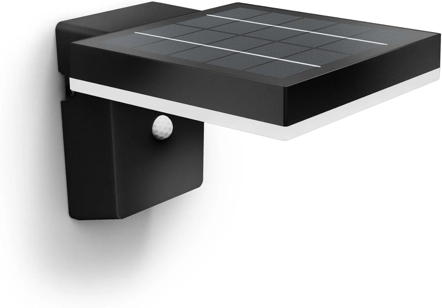چراغ دیواری خورشیدی فوق العاده کارآمد Philips Lighting Zonal برای فضای باز، مربعی، 1.3 وات، 3000K، مشکی، دارای سنسور حرکتی، ضد آب و هوا IP44