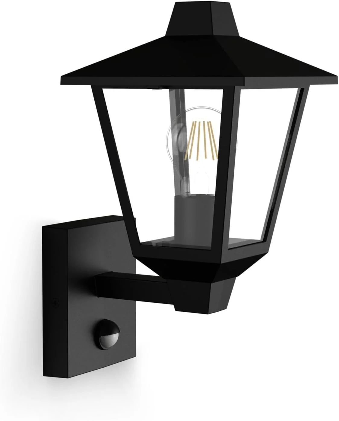 چراغ دیواری بیرونی سنسوردار فیلیپس مدل Kinno، حداکثر 25 وات، سرپیچ E27، مشکی چراغ دیواری بیرونی سنسوردار فیلیپس مدل Kinno، حداکثر 25 وات، سرپیچ E27، مشکی