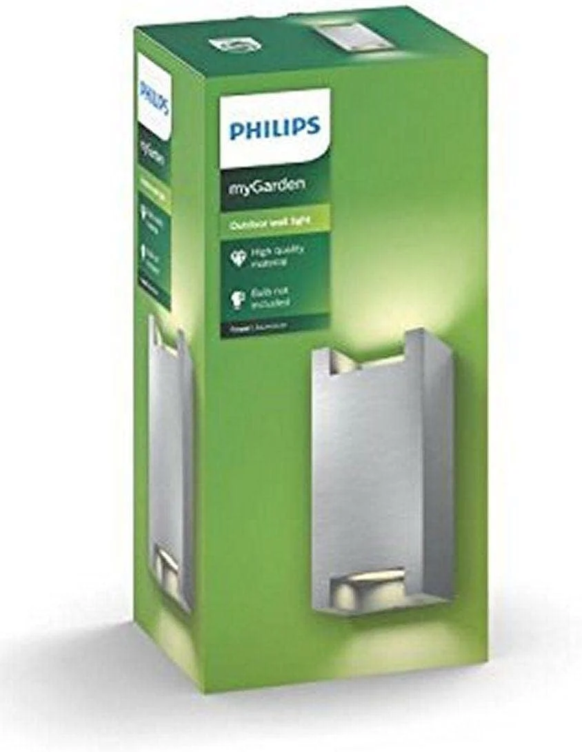 چراغ دیواری بیرونی آلومینیومی فیلیپس مدل MyGarden Trowel 5W 230V، دو عددی، خاکستری روشن