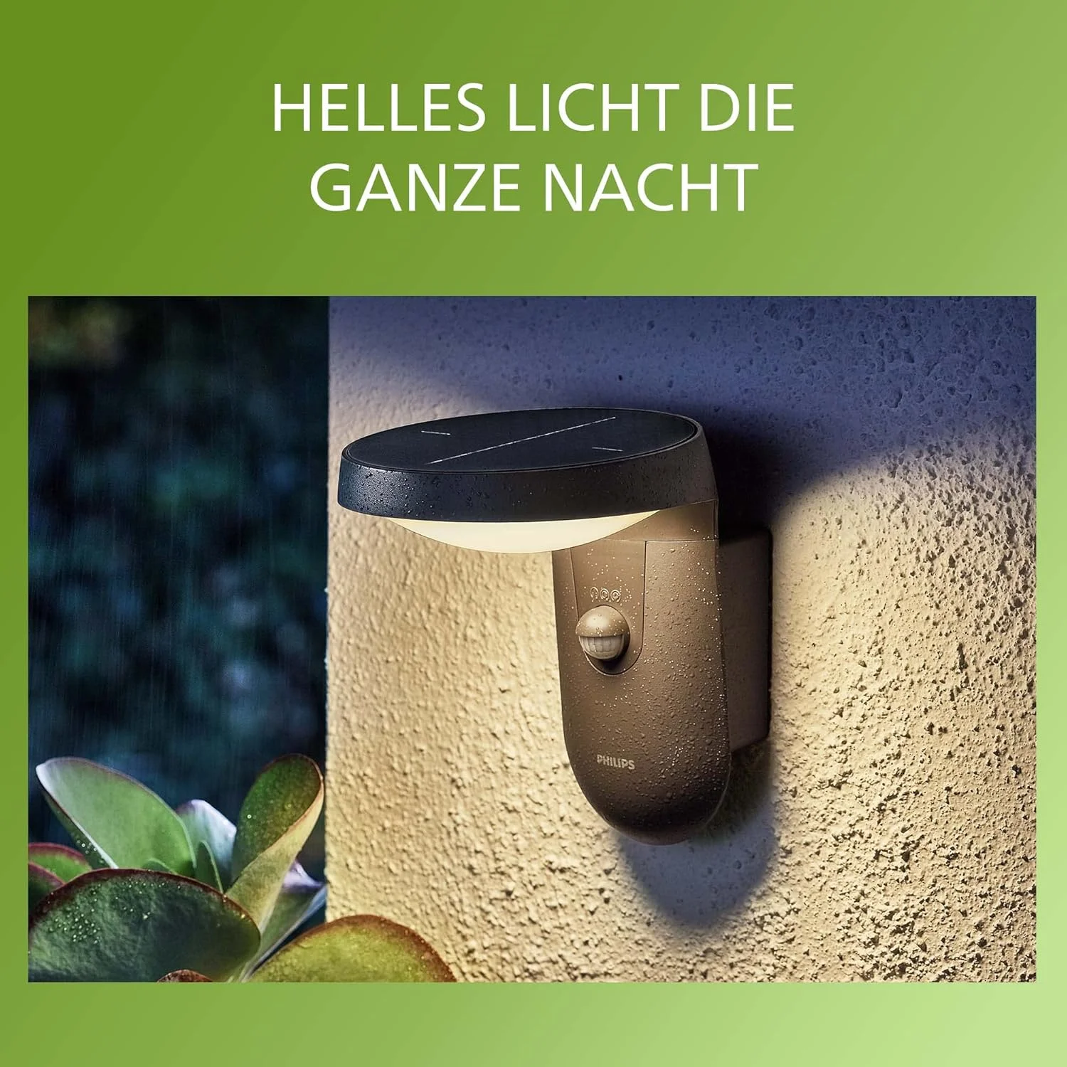 چراغ دیواری خورشیدی فوق العاده کارآمد فیلیپس مدل Tyla [1 x 9W نور سفید گرم] خاکستری آنتراسیت برای روشنایی فضای باز، باغ، راهرو، پاسیو