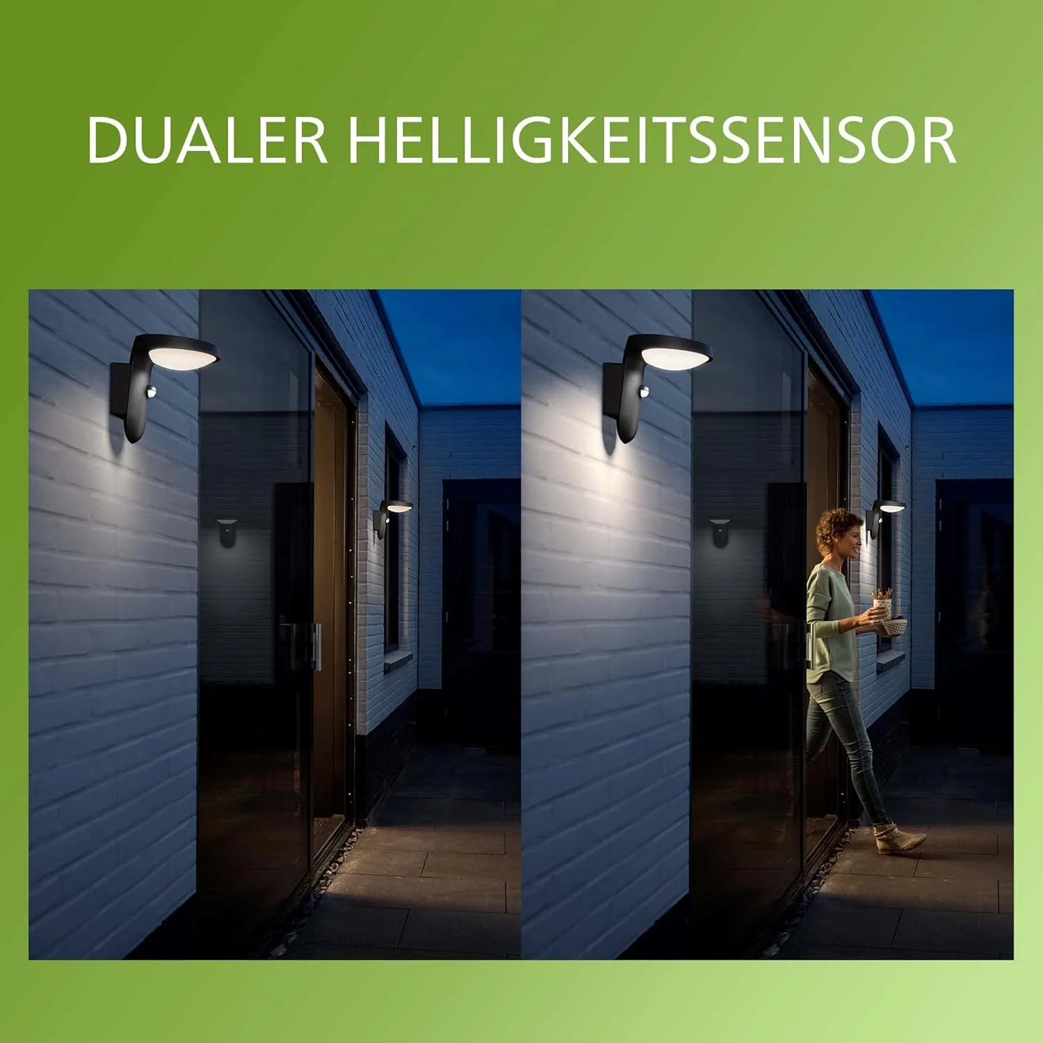 چراغ دیواری خورشیدی فوق العاده کارآمد فیلیپس مدل Tyla [1 x 9W نور سفید گرم] خاکستری آنتراسیت برای روشنایی فضای باز، باغ، راهرو، پاسیو