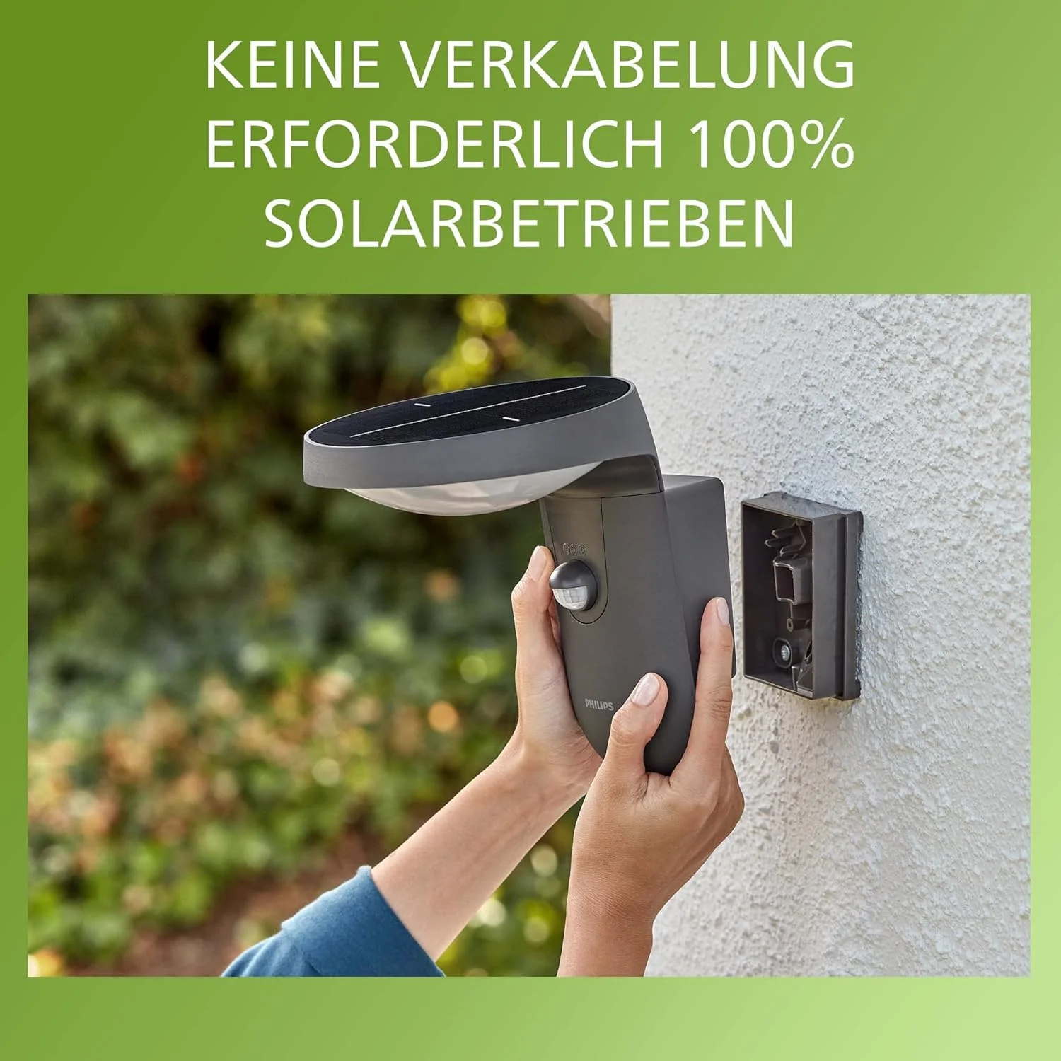 چراغ دیواری خورشیدی فوق العاده کارآمد فیلیپس مدل Tyla [1 x 9W نور سفید گرم] خاکستری آنتراسیت برای روشنایی فضای باز، باغ، راهرو، پاسیو