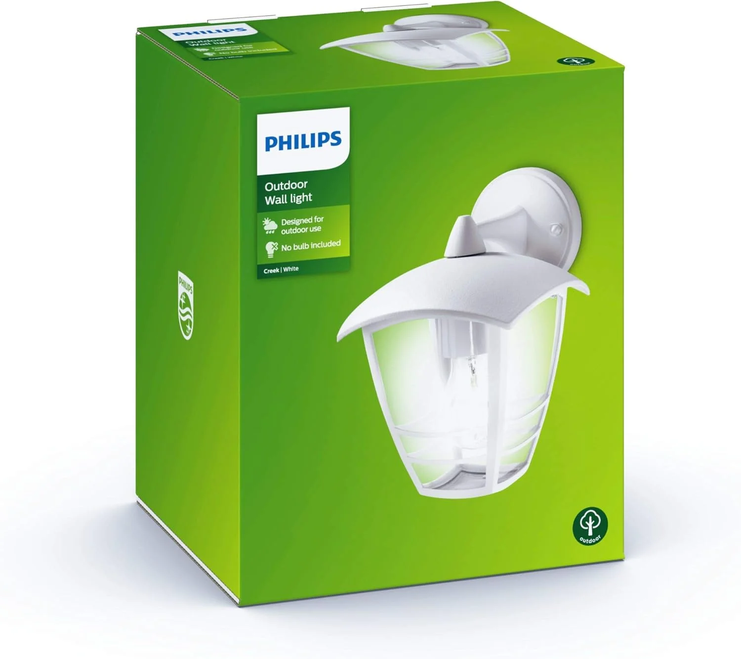 چراغ دیواری بیرونی فیلیپس مدل Mygarden Creek، سفید (نیازمند 1 عدد لامپ 60 وات E27)، فانوس دیواری