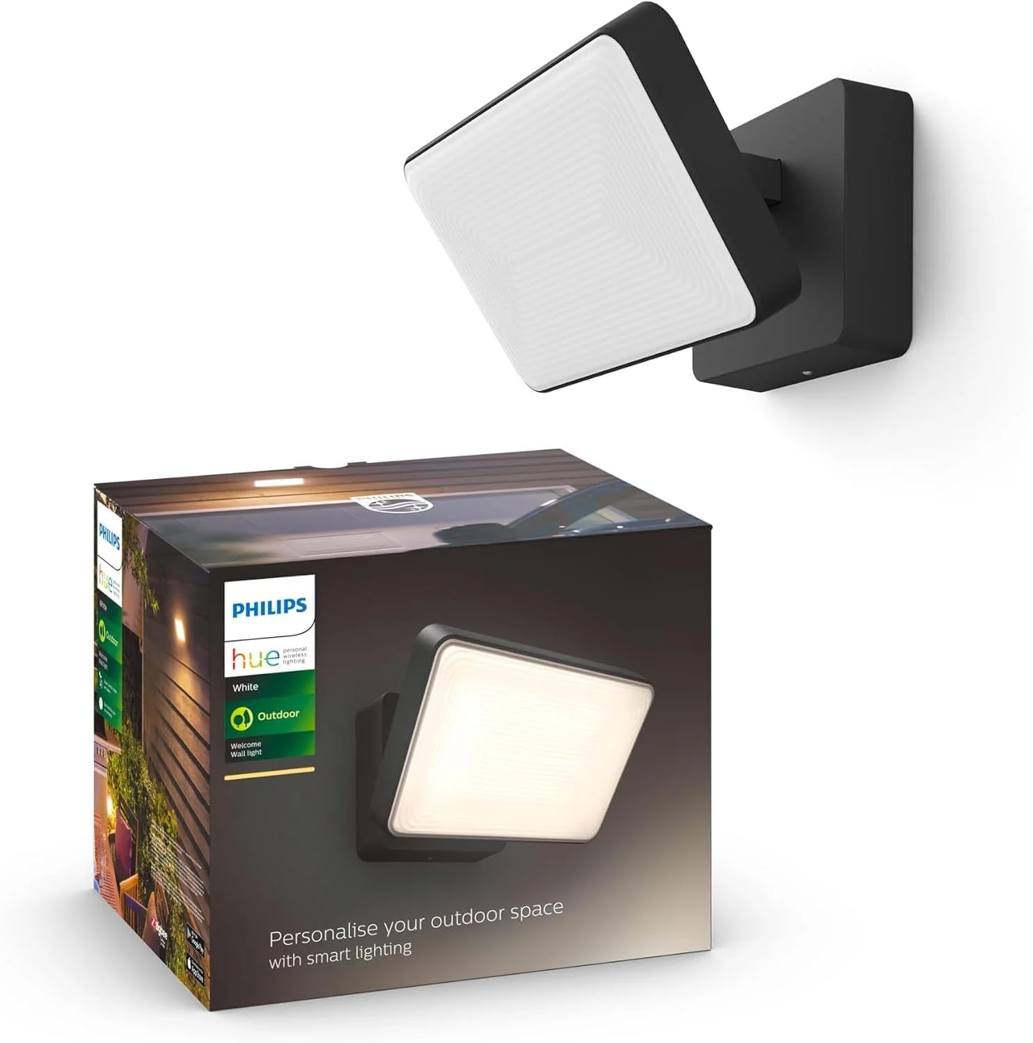 چراغ پروژکتور هوشمند سفید Philips Hue Welcome. روشنایی هوشمند فضای باز. سازگار با الکسا، گوگل اسیستنت و اپل هوم کیت