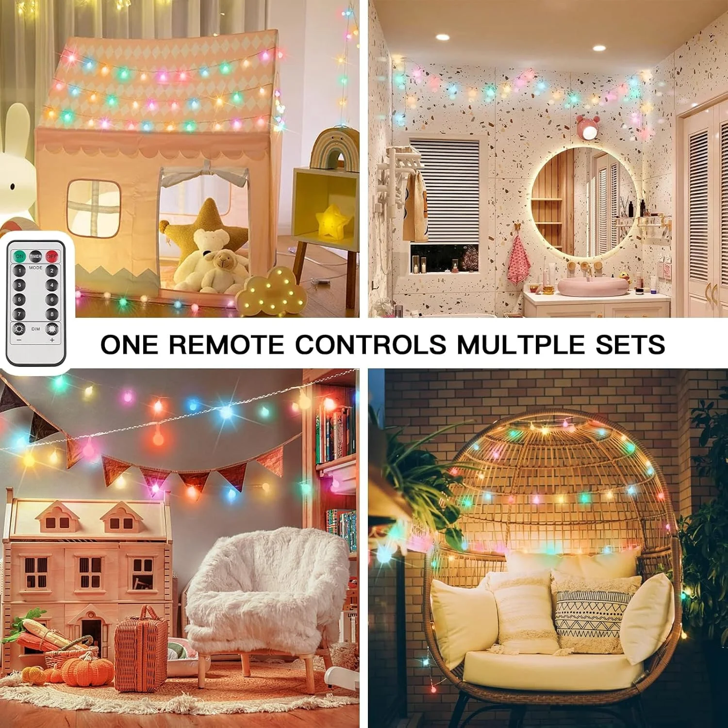 چراغ های رشته ای کروی رنگارنگ KASTWAVE، ضد آب مناسب فضای باز، 40 LED با ریموت کنترل، USB برای حیاط خلوت، پاسیو، باغ، مهمانی، اتاق خواب، کلاس درس (6 لامپ رنگارنگ) چراغ های رشته ای کروی رنگارنگ KASTWAVE، ضد آب مناسب فضای باز، 40 LED با ریموت کنترل، USB برای حیاط خلوت، پاسیو، باغ، مهمانی، اتاق خواب، کلاس درس (6 لامپ رنگارنگ)