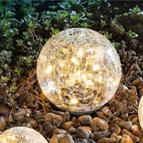 چراغ باغی خورشیدی KASTWAVE بسته 2 عددی با گوی شیشه ای ترک خورده شفاف، 30 LED سفید گرم، دکور ضد آب فضای باز برای مسیر، پاسیو، حیاط، چمن، ایده آل برای فضای شب و صرفه جویی در انرژی چراغ باغی خورشیدی KASTWAVE بسته 2 عددی با گوی شیشه ای ترک خورده شفاف، 30 LED سفید گرم، دکور ضد آب فضای باز برای مسیر، پاسیو، حیاط، چمن، ایده آل برای فضای شب و صرفه جویی در انرژی