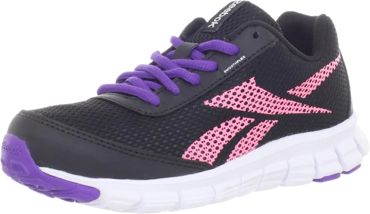 کفش دویدن دخترانه ریباک Smoothflex Cushrun 2.0، مشکی/صورتی/سفید/بنفش، سایز 6.5 M US Big Kid