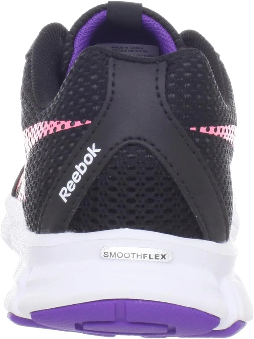 کفش دویدن دخترانه ریباک Smoothflex Cushrun 2.0، مشکی/صورتی/سفید/بنفش، سایز 6.5 M US Big Kid