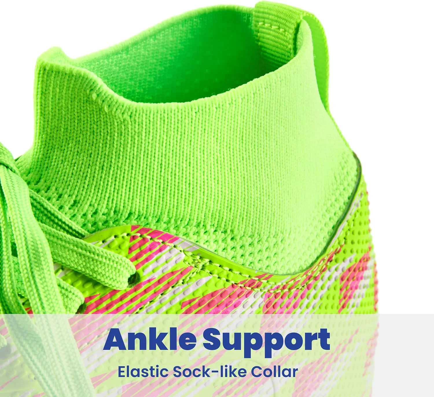 کفش فوتبال پسرانه دخترانه ساق بلند سبک وزن تمرینی، مناسب چمن مصنوعی و سالن، بند دار، ضد لغزش، راحت، بادوام، انعطاف پذیر و تنفسی