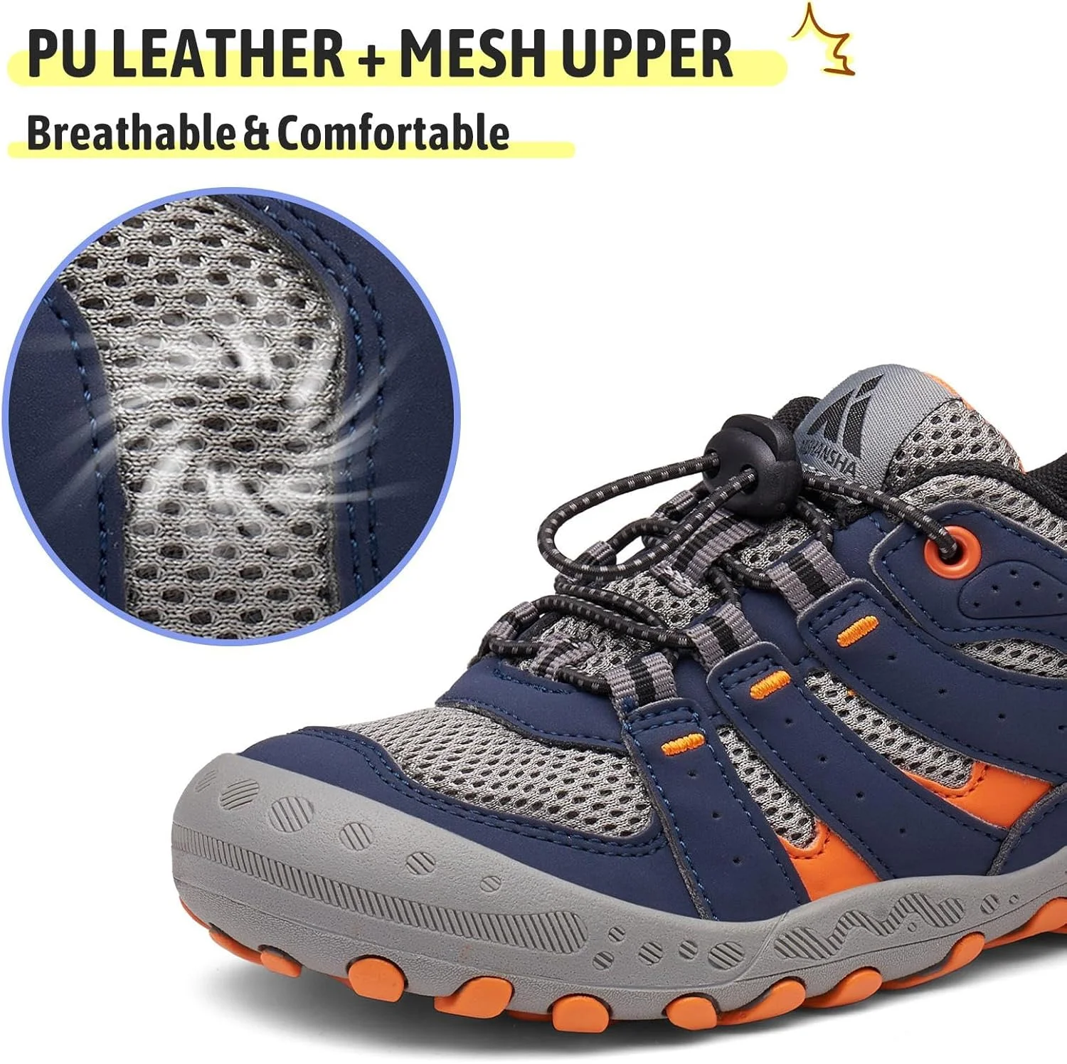 کفش ورزشی بچگانه میشانشا، پسرانه دخترانه ساق کوتاه تنفسی، مناسب پیاده روی و کوهنوردی، کفش ورزشی دویدن در فضای باز، سایز 12 خاکستری