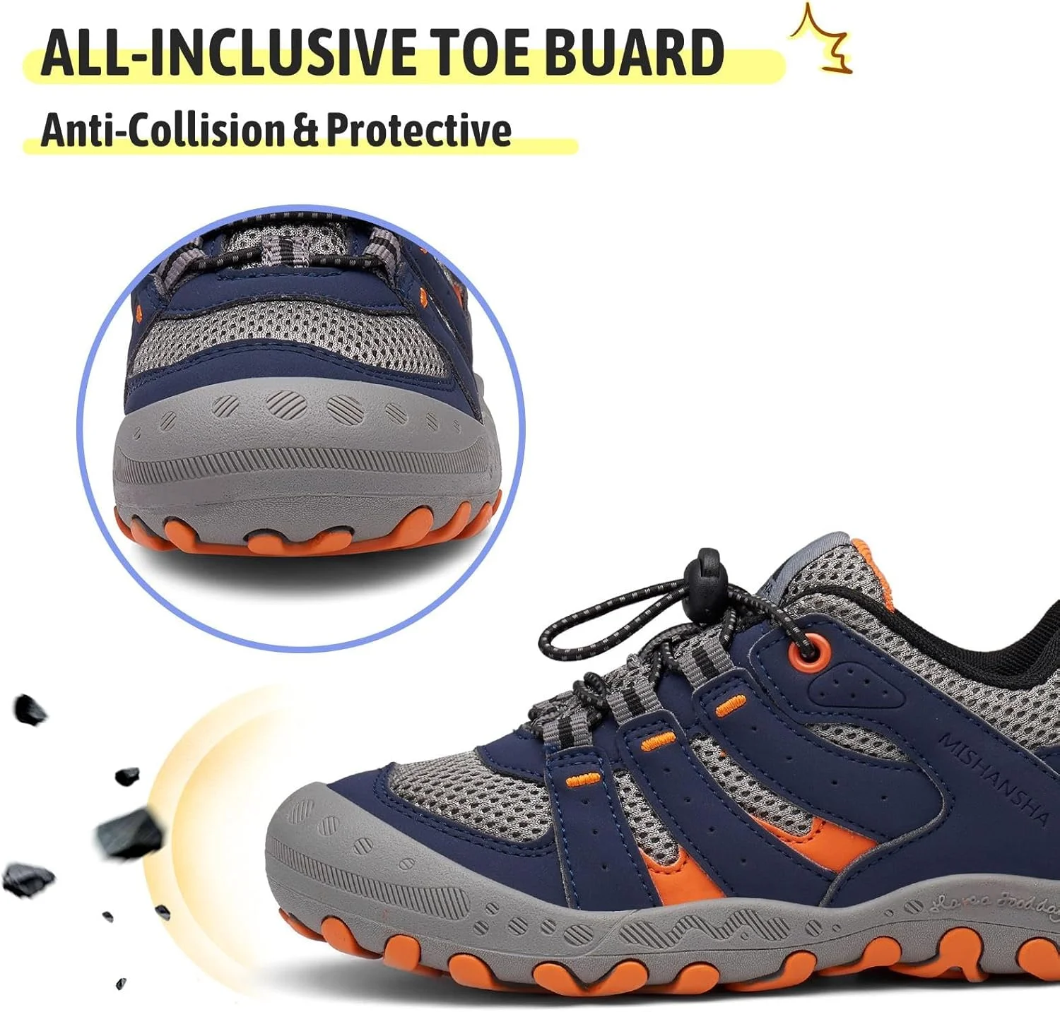 کفش ورزشی بچگانه میشانشا، پسرانه دخترانه ساق کوتاه تنفسی، مناسب پیاده روی و کوهنوردی، کفش ورزشی دویدن در فضای باز، سایز 12 خاکستری