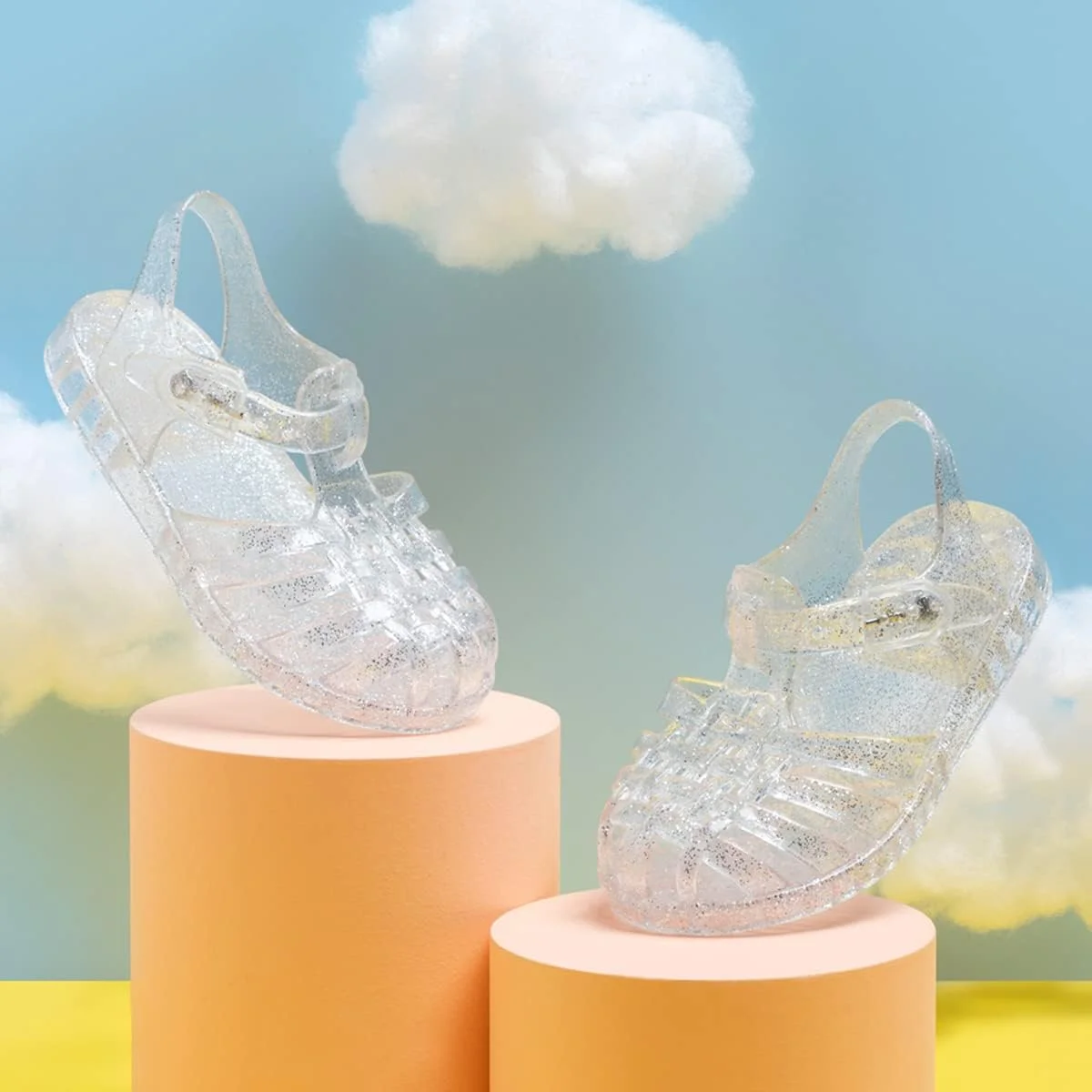 صندل ژله ای دخترانه KIDSUN با زیره لاستیکی نرم، پنجه بسته، مناسب ساحل و تابستان، کفش مری جین تخت پرنسسی