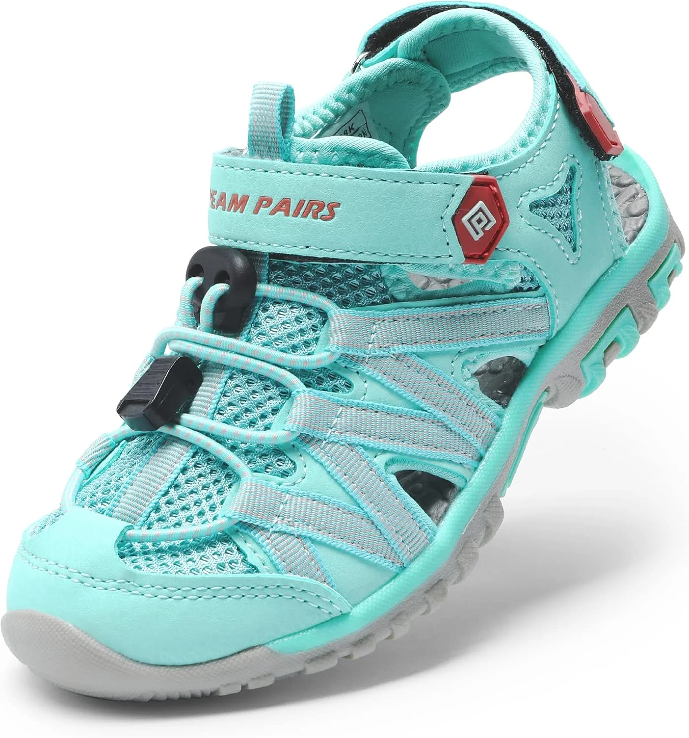صندل های تابستانی پسرانه و دخترانه DREAM PAIRS با پنجه بسته (مناسب نوپا/کودک کوچک/کودک بزرگ)، سبز روشن/مرجانی، سایز 10 نوپا