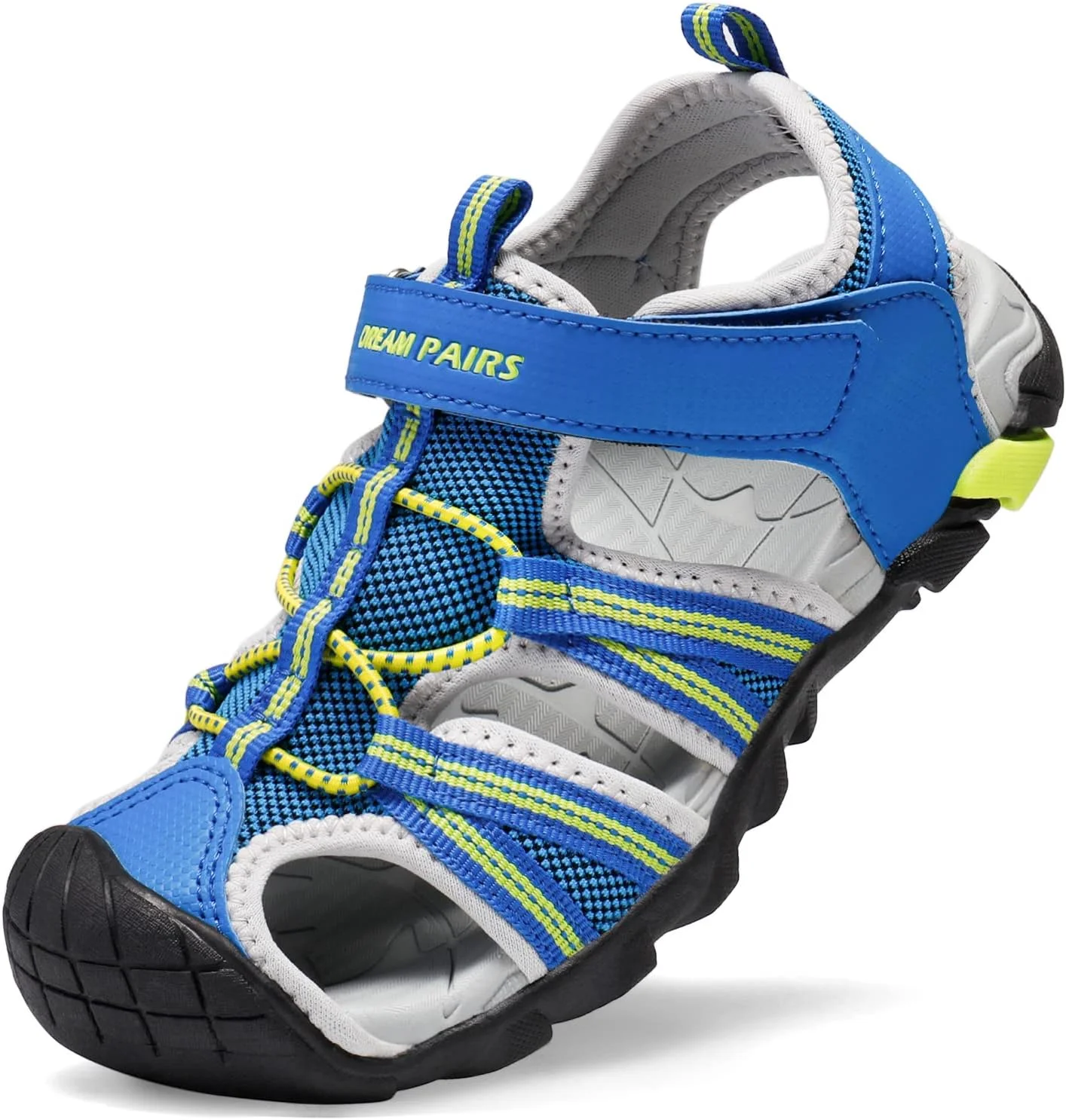 صندل های تابستانی پسرانه و دخترانه DREAM PAIRS، سبز نئونی سلطنتی خاکستری روشن، سایز 1 کودک کوچک