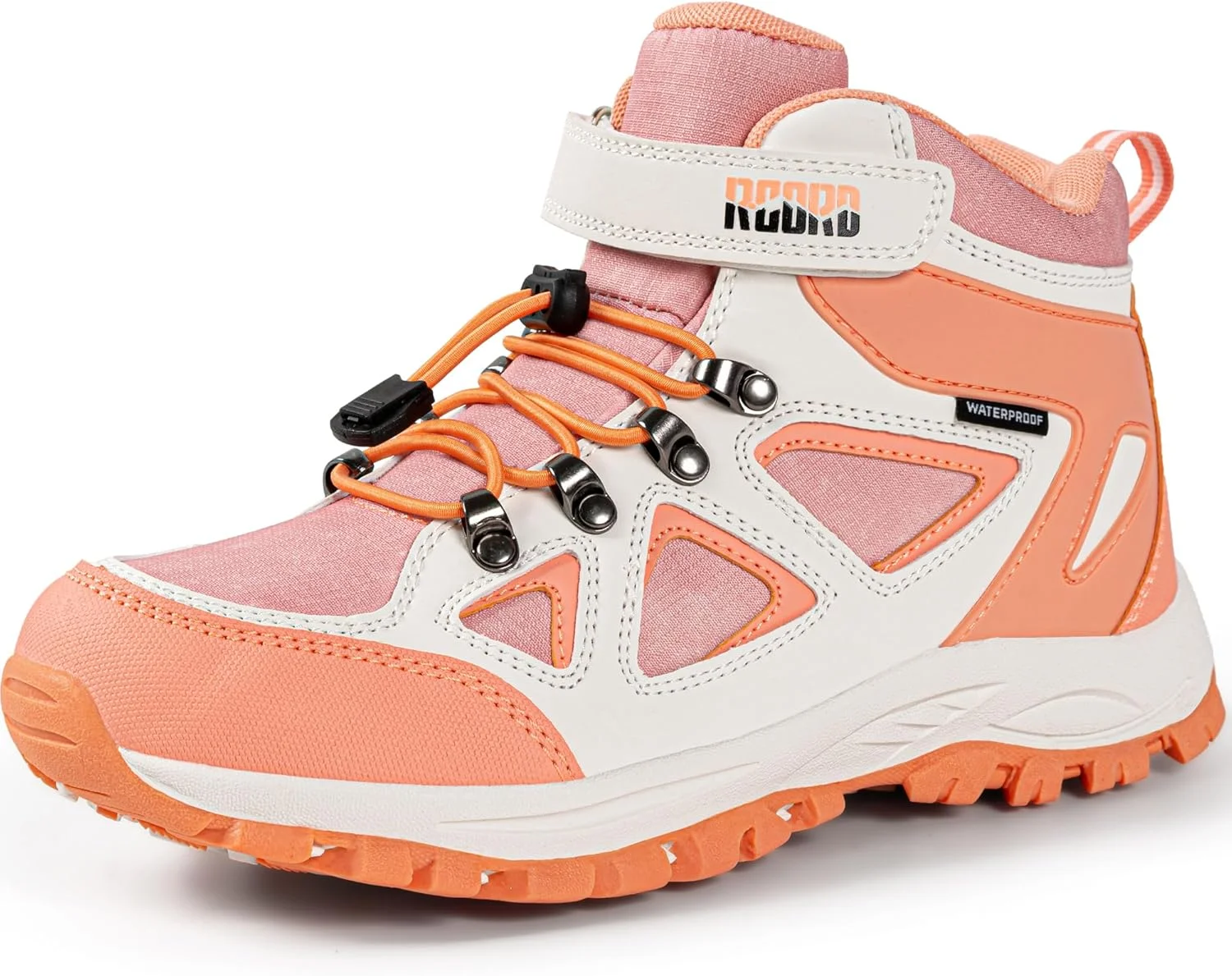 کفش کوهنوردی بچگانه R CORD، ضد آب، دخترانه، زیره بادوام TPR با کشش بالا، ضد لغزش، بند چسبی و کشی، مناسب برای فضای باز