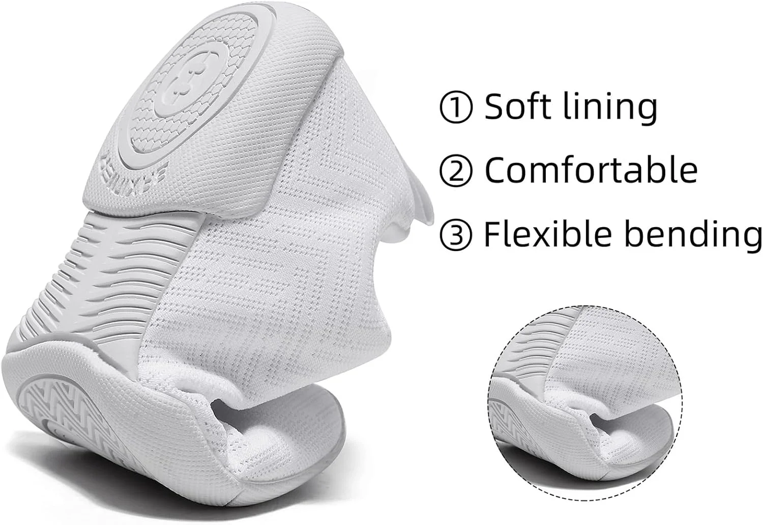 کفش های تشویق دخترانه باخینیر تمام سفید، کفش های سبک وزن برای مسابقات تشویق جوانان، کفش های رقص و تنیس تمرینی