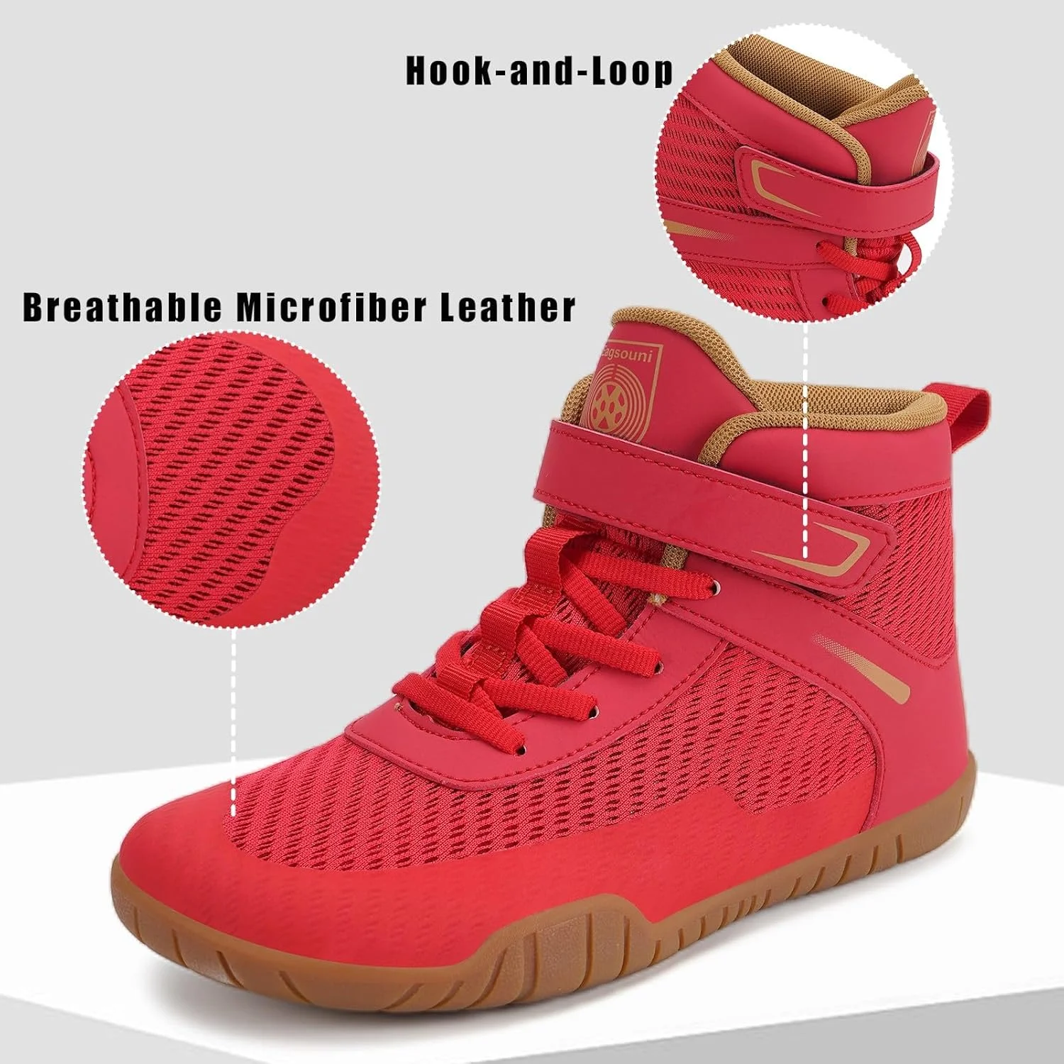 کفش کشتی بچه گانه پسرانه دخترانه کفش بوکس ساق دار کتانی زیره بدون شیب