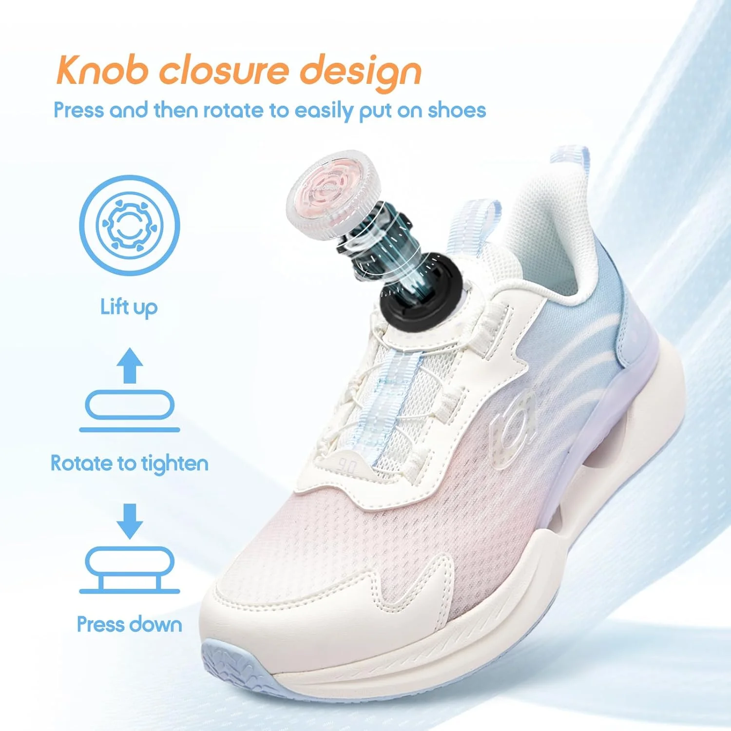 کفش‌های ورزشی بچگانه Balabala با قفل چرخشی، مناسب دختران و پسران، خنک، سبک، تنفس‌پذیر، مد روز و مناسب دویدن و تنیس