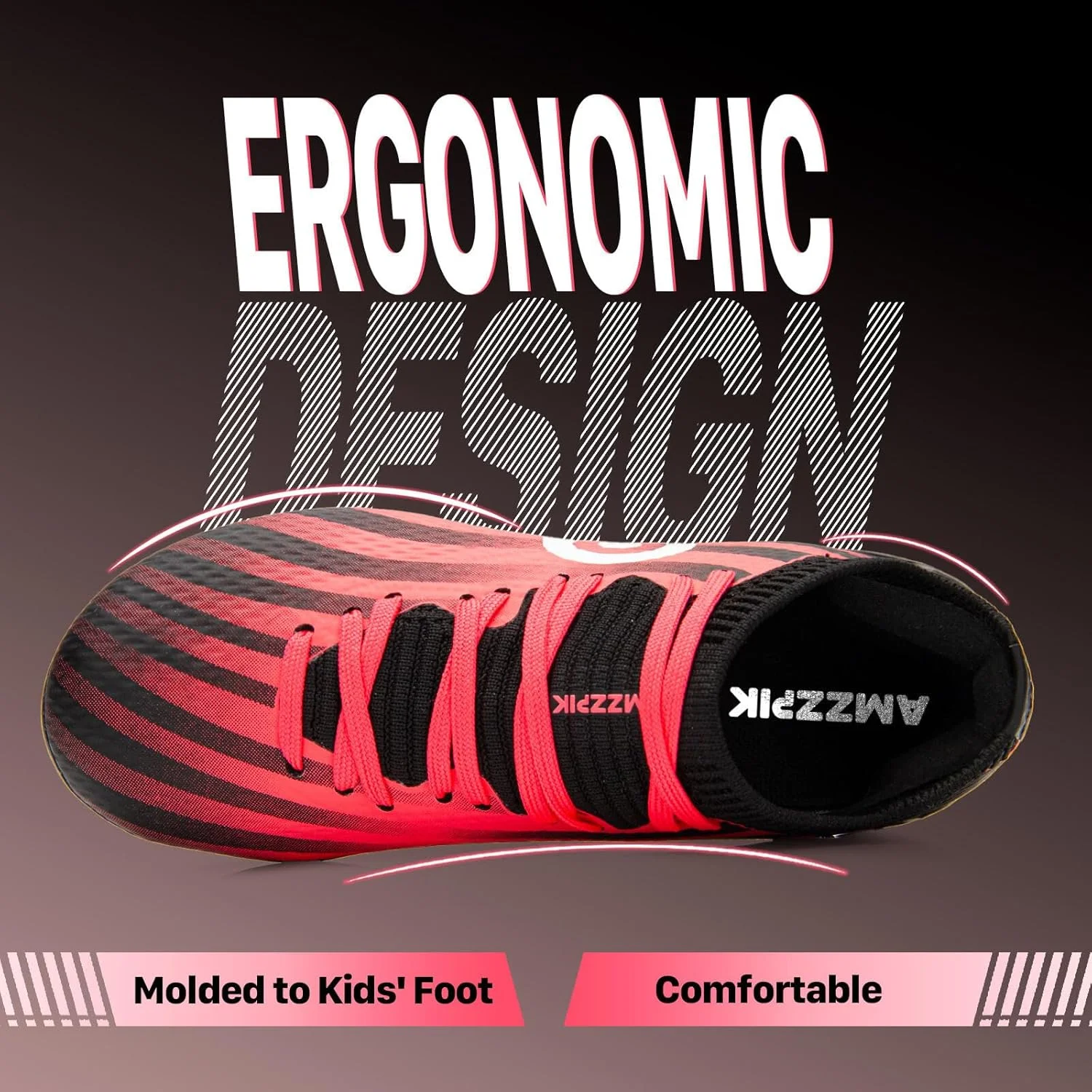 کفش‌های فوتبال AMZZPIK پسرانه دخترانه، کفش‌های ورزشی تمرینی فوتبال در فضای باز RitmoRush، مناسب برای کودکان کوچک/بزرگ