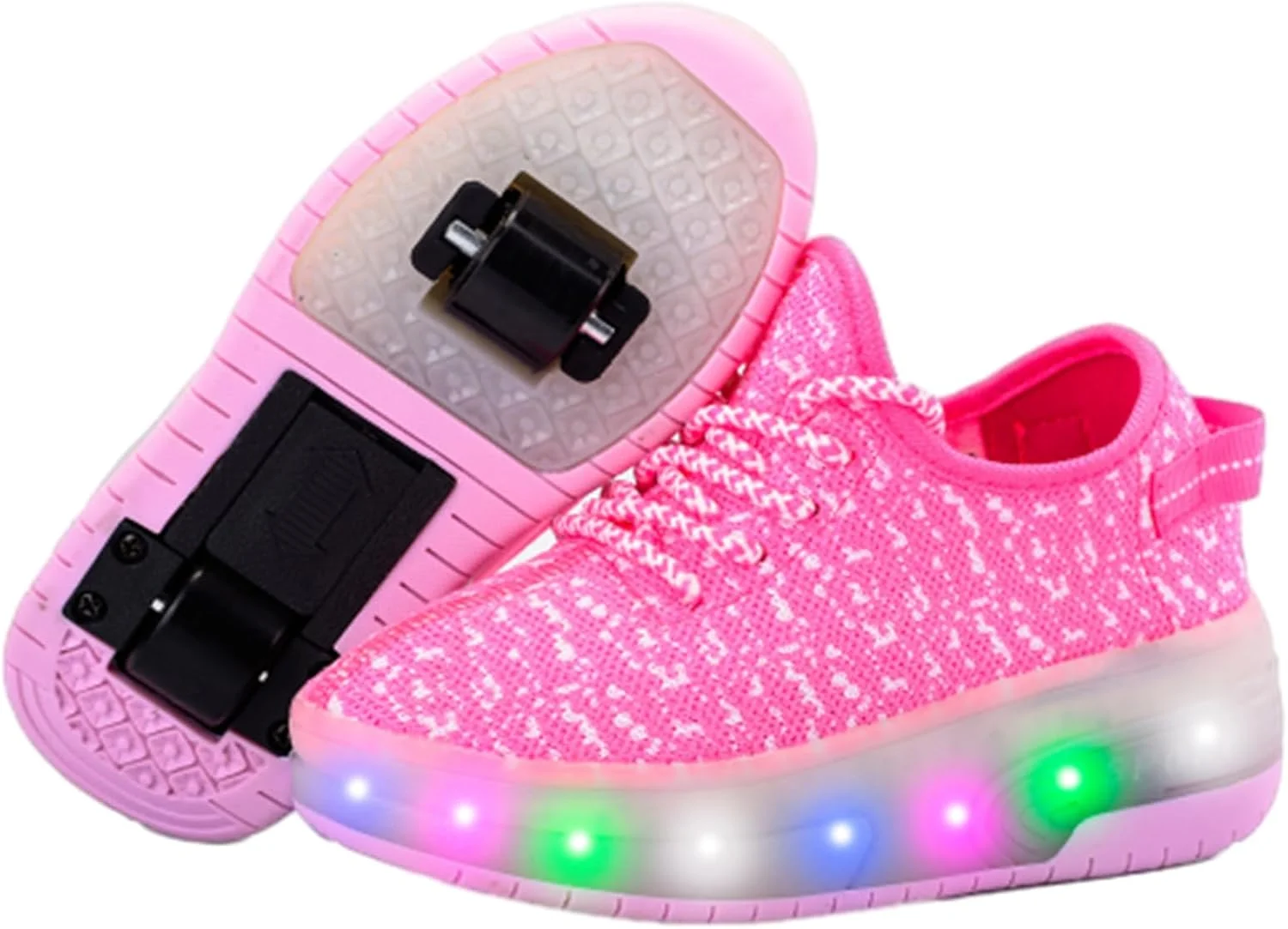 کفش های اسکیت غلتکی بچه گانه ZYANLING، کفش های کتانی برای پسران و دختران، کفش های پارکور فضای باز با 2 چرخ، کفش اسکیت یونیسکس، کفش های اسکیت جمع شونده برای ورزش های پیاده روی در پارک کودکان