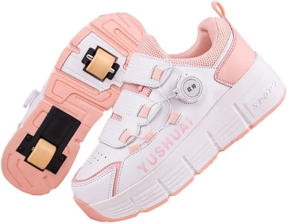 کفش های اسکیت غلتکی بچه گانه ZYANLING برای پسران و دختران، کفش های پارکور فضای باز با 2 چرخ، کفش های اسکیت بورد یونیسکس، کفش های اسکیت جمع شونده برای ورزش های پارکی کودکان