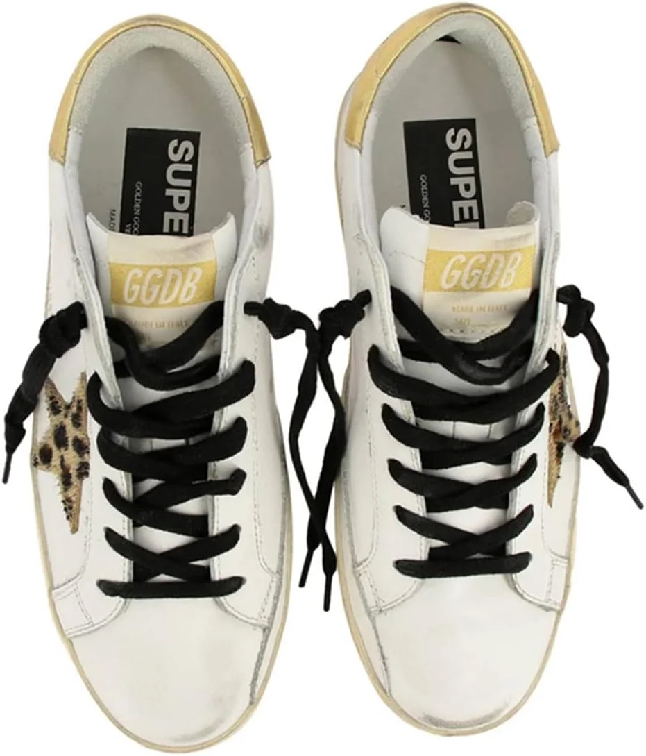 کفش های کتانی دخترانه VONKIE مدل Golden Goose، کفش های ورزشی لاستیکی بند دار یکپارچهسازی با سیستمعامل، کفش های کتانی تخت و بادوام