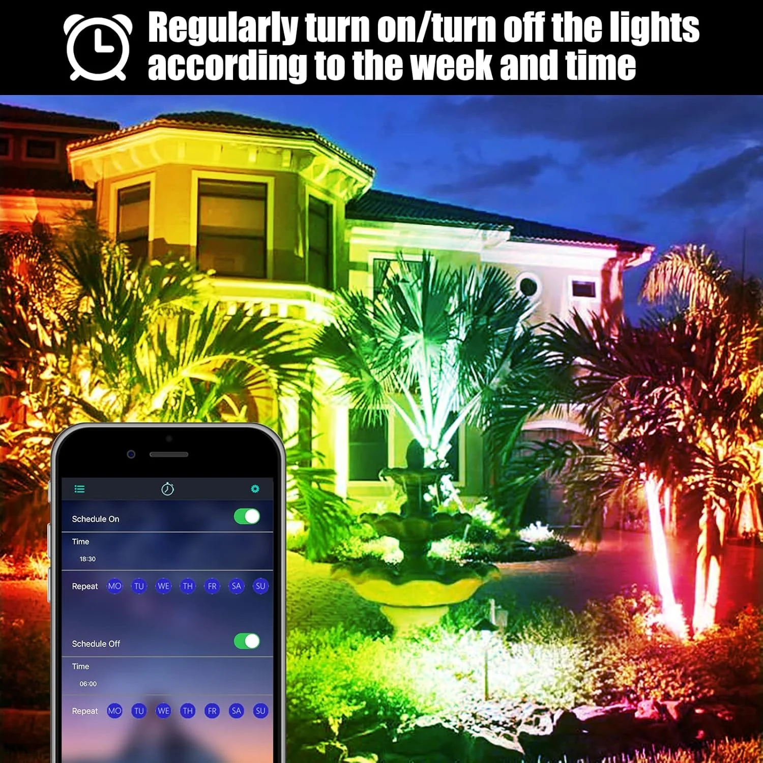 پروژکتور RGB 30 وات CREATESTAR، 16 میلیون رنگ، 28 حالت نورپردازی، قابل تنظیم، چراغ LED بیرونی با کنترل از راه دور و برنامه، ضد آب IP66 برای باغ، بار، مهمانی پروژکتور RGB 30 وات CREATESTAR، 16 میلیون رنگ، 28 حالت نورپردازی، قابل تنظیم، چراغ LED بیرونی با کنترل از راه دور و برنامه، ضد آب IP66 برای باغ، بار، مهمانی