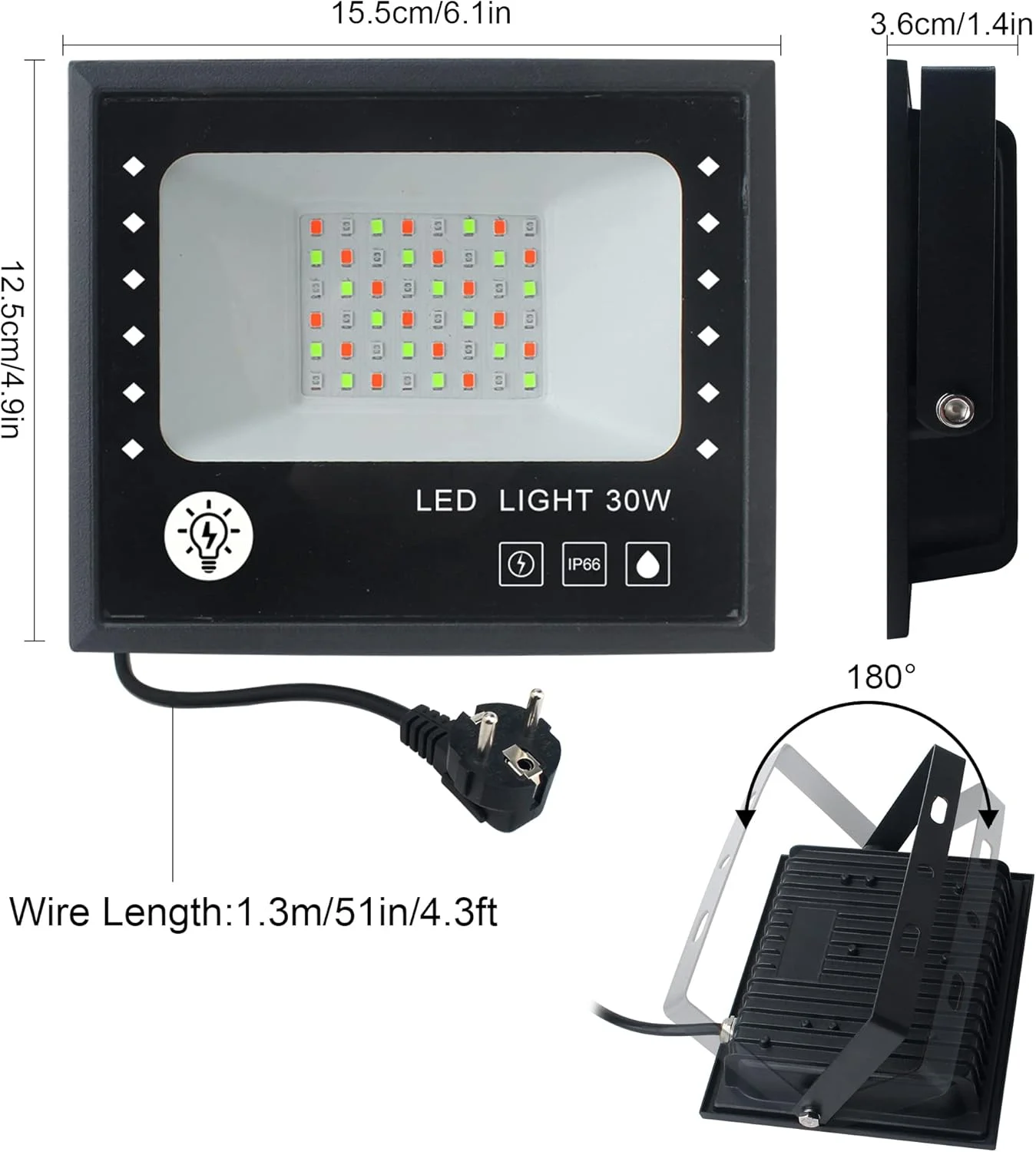 پروژکتور RGB 30 وات CREATESTAR، 16 میلیون رنگ، 28 حالت نورپردازی، قابل تنظیم، چراغ LED بیرونی با کنترل از راه دور و برنامه، ضد آب IP66 برای باغ، بار، مهمانی پروژکتور RGB 30 وات CREATESTAR، 16 میلیون رنگ، 28 حالت نورپردازی، قابل تنظیم، چراغ LED بیرونی با کنترل از راه دور و برنامه، ضد آب IP66 برای باغ، بار، مهمانی