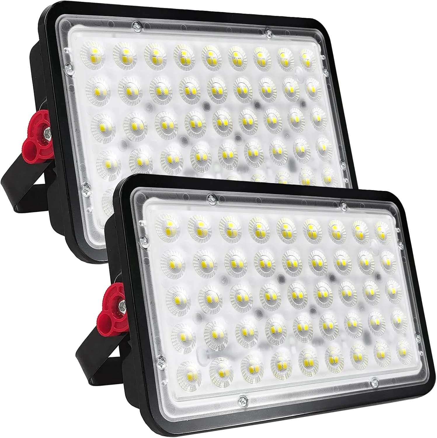 چراغ های LED نقطه ای فضای باز CREATESTAR 100W، 2 عدد 10000LM IP66 ضد آب، چراغ سیل LED فضای باز، نورافکن 6500K سفید سرد برای انبار گاراژ باغ پاسیو