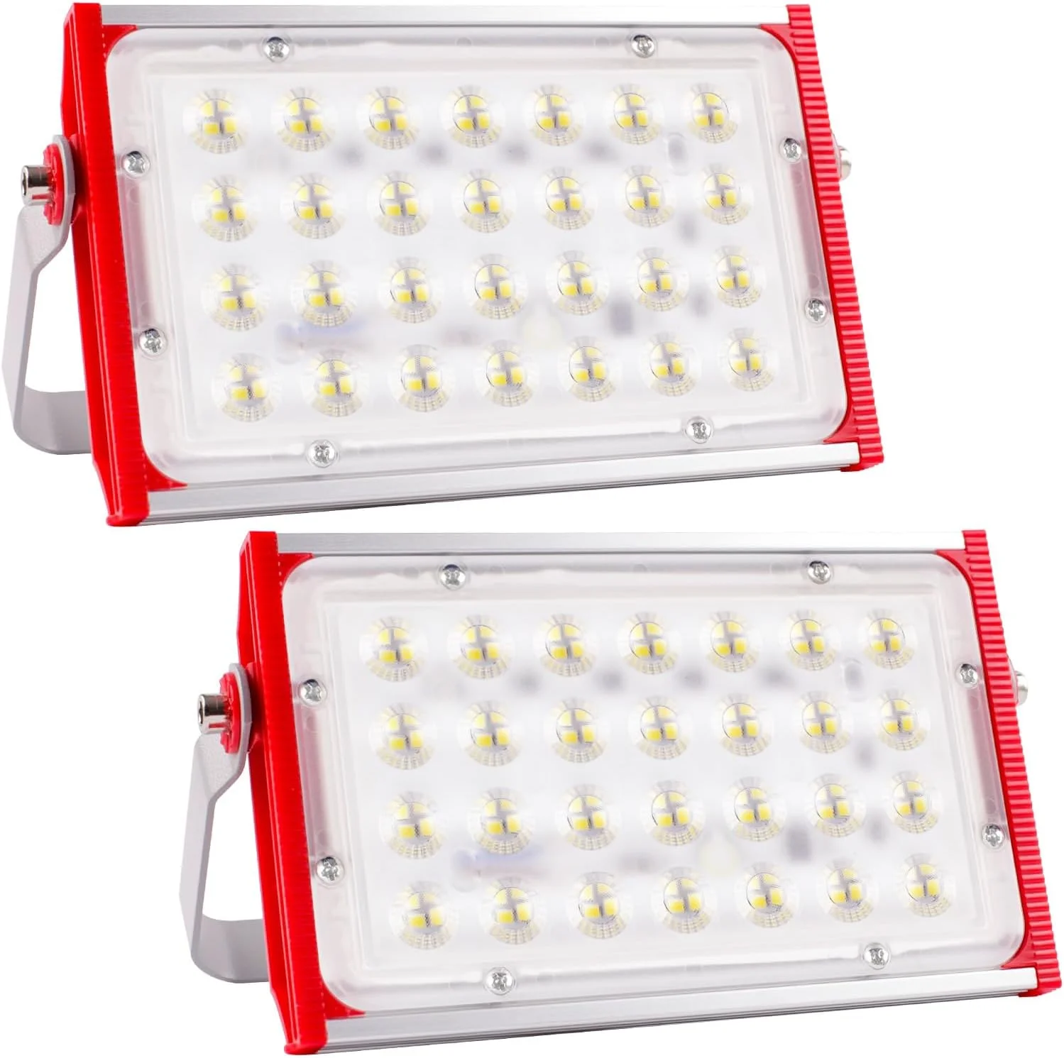 چراغ LED پروژکتور بیرونی 100 وات بسته 2 عددی 10000LM، چراغ کار LED 6500K ضد آب IP66 نورافکن های سفید سرد، چراغ امنیتی برای انبار باغ زمین ورزشی گاراژ حیاط