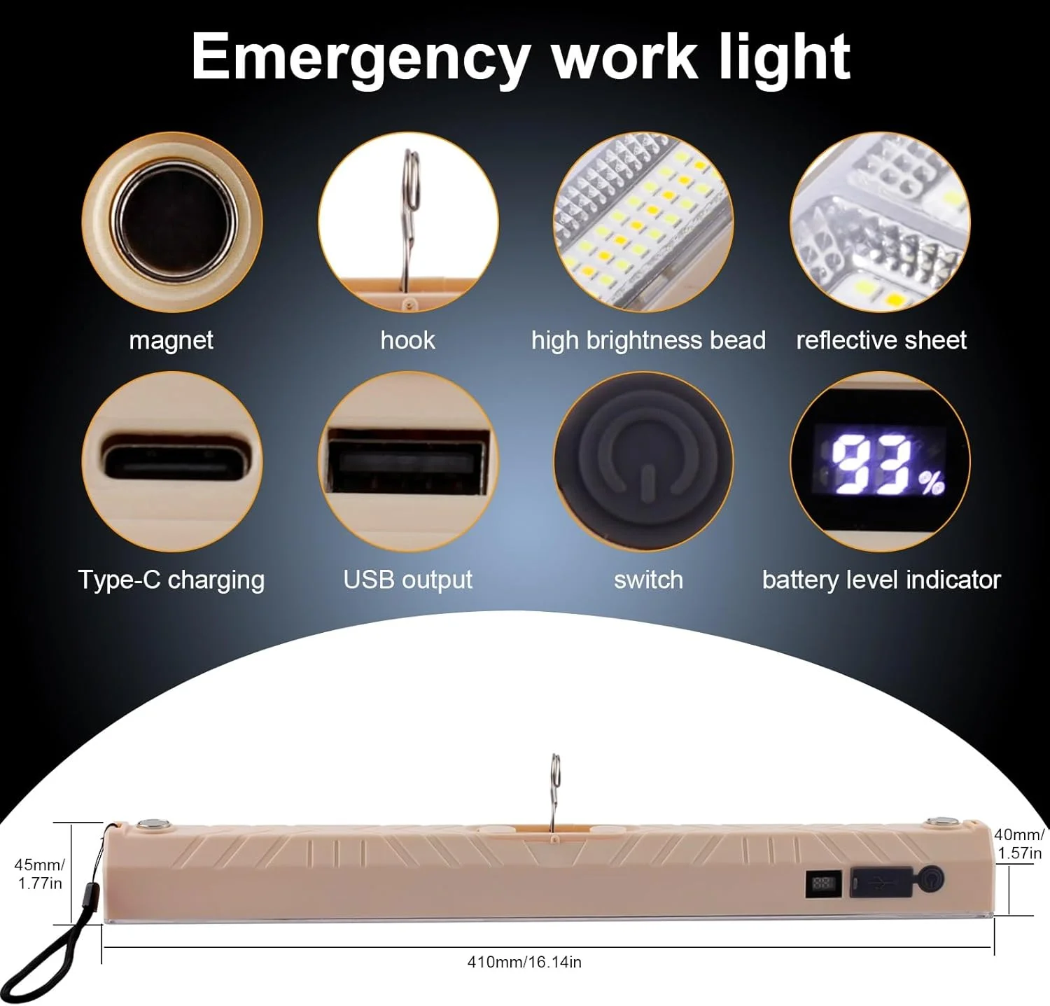 چراغ کار LED شارژی 42 سانتی متری، نورافکن قابل حمل، چراغ قوه LED، چراغ های کمپینگ نورافکن، چراغ امنیتی برای تعمیر خودرو، انبار، باغ، ماهیگیری، کمپینگ، پیاده روی، اضطراری چراغ کار LED شارژی 42 سانتی متری، نورافکن قابل حمل، چراغ قوه LED، چراغ های کمپینگ نورافکن، چراغ امنیتی برای تعمیر خودرو، انبار، باغ، ماهیگیری، کمپینگ، پیاده روی، اضطراری