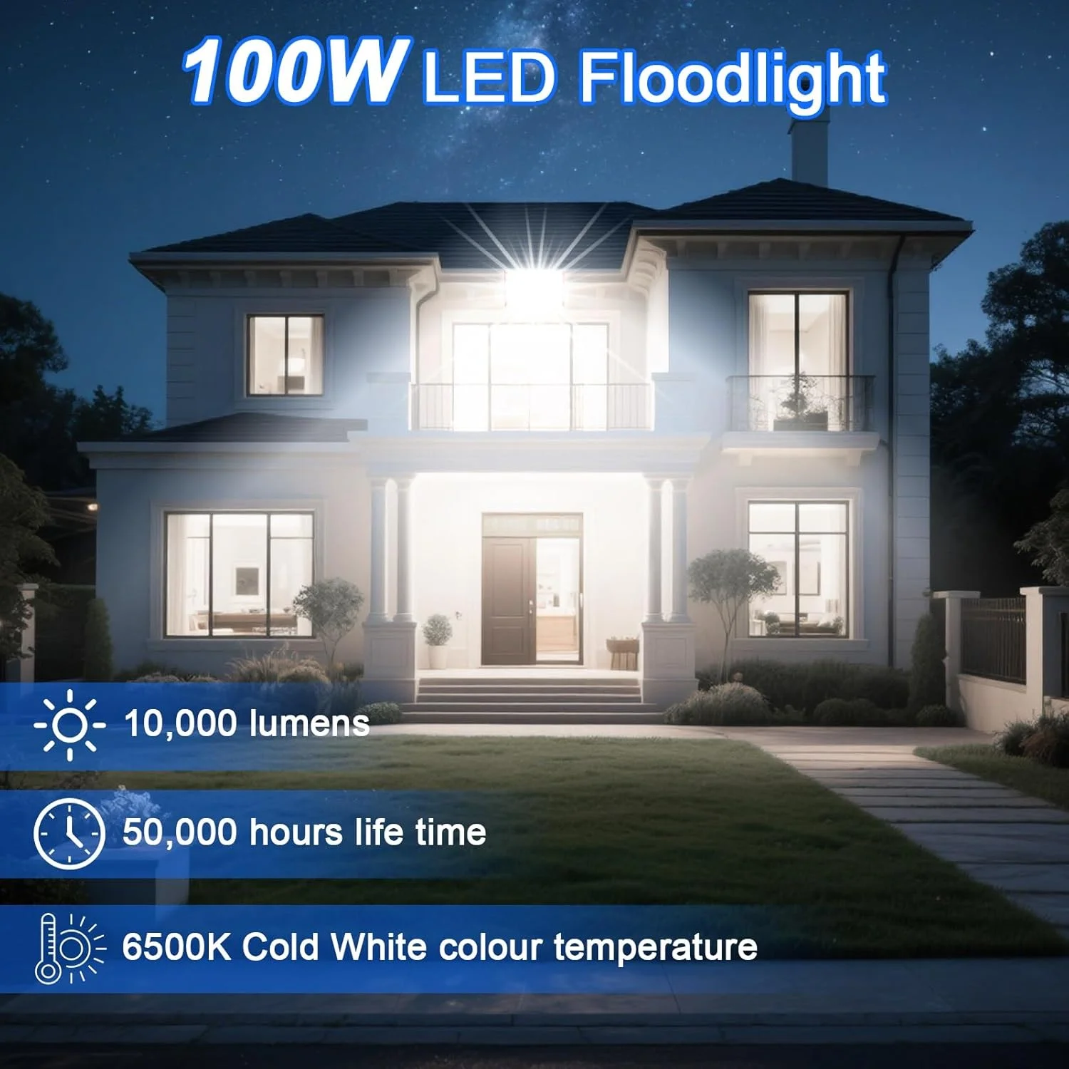 چراغ LED پروژکتور بیرونی 100 وات بسته 2 عددی 10000LM، چراغ کار LED 6500K ضد آب IP66 نورافکن های سفید سرد، چراغ امنیتی برای انبار باغ زمین ورزشی گاراژ حیاط چراغ LED پروژکتور بیرونی 100 وات بسته 2 عددی 10000LM، چراغ کار LED 6500K ضد آب IP66 نورافکن های سفید سرد، چراغ امنیتی برای انبار باغ زمین ورزشی گاراژ حیاط