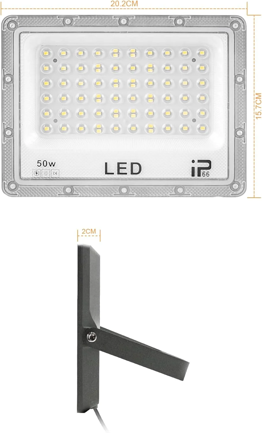 چراغ LED پروژکتور فضای باز CREATESTAR، 50 وات، 6500 کلوین، سفید سرد، 4916 لومن فوق العاده روشن، IP66 ضد آب، 72 LED، نورافکن فضای باز برای باغ، حیاط، گاراژ، راهرو، کارگاه، راهرو و امنیت چراغ LED پروژکتور فضای باز CREATESTAR، 50 وات، 6500 کلوین، سفید سرد، 4916 لومن فوق العاده روشن، IP66 ضد آب، 72 LED، نورافکن فضای باز برای باغ، حیاط، گاراژ، راهرو، کارگاه، راهرو و امنیت