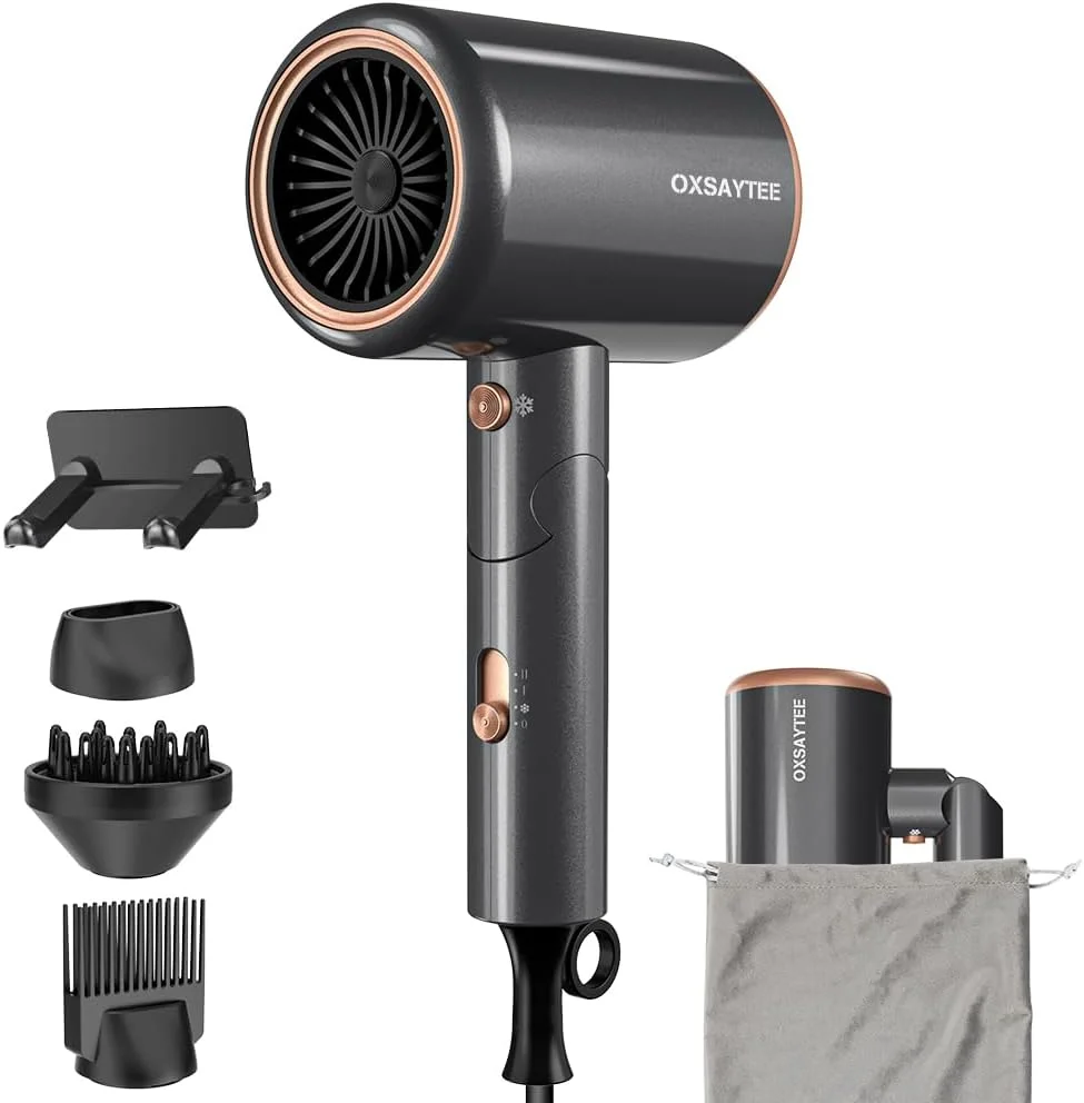 سشوار 2400 واتی Oxsaytee با دیسپانسر، سشوار مسافرتی تاشو مینی، سشوار یونی با کیف نگهداری و براکت، سشوار برای موهای فر خشک شونده سریع برای مسافرت سالن منزل (خاکستری روشن) سشوار 2400 واتی Oxsaytee با دیسپانسر، سشوار مسافرتی تاشو مینی، سشوار یونی با کیف نگهداری و براکت، سشوار برای موهای فر خشک شونده سریع برای مسافرت سالن منزل (خاکستری روشن)