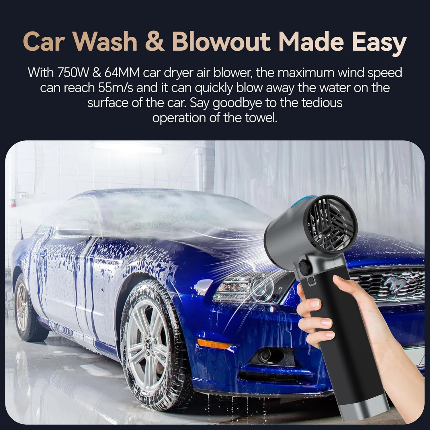 دمنده هوای توربو PERFORMANCE GURU برای خشک کردن خودرو، حداکثر سرعت 181 فوت بر ثانیه، دارای چراغ، موتور براشلس 750 وات و 64 میلیمتری، دسته سیلیکونی، دمنده با سرعت متغیر بینهایت برای خشک کردن خودرو (مشکی عاجی) دمنده هوای توربو PERFORMANCE GURU برای خشک کردن خودرو، حداکثر سرعت 181 فوت بر ثانیه، دارای چراغ، موتور براشلس 750 وات و 64 میلیمتری، دسته سیلیکونی، دمنده با سرعت متغیر بینهایت برای خشک کردن خودرو (مشکی عاجی)