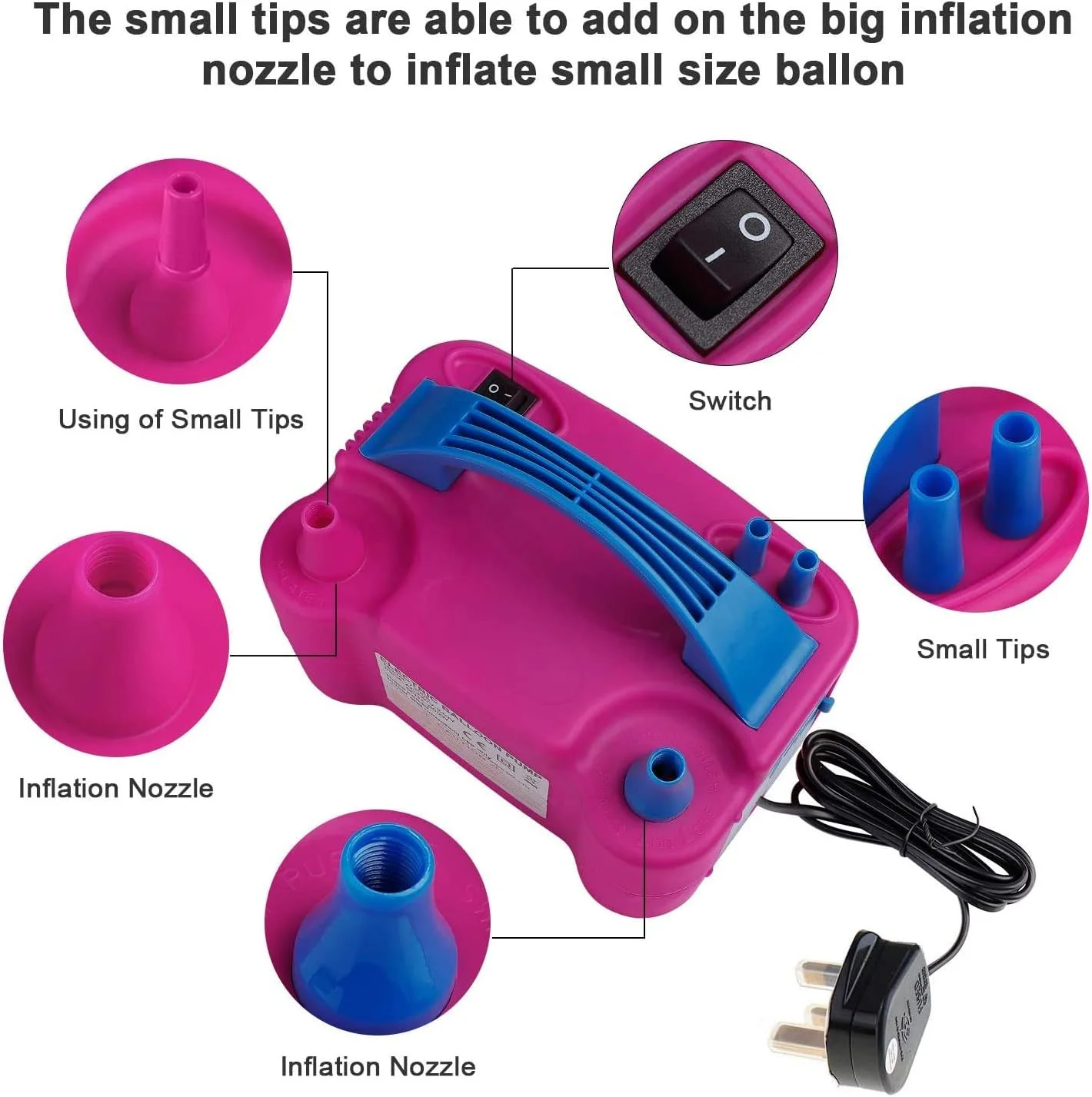 پمپ باد برقی پر قدرت مومو بیر مدل Moobom، قابل حمل، 240 ولت، مناسب بادکنک های مهمانی پمپ باد برقی پر قدرت مومو بیر مدل Moobom، قابل حمل، 240 ولت، مناسب بادکنک های مهمانی