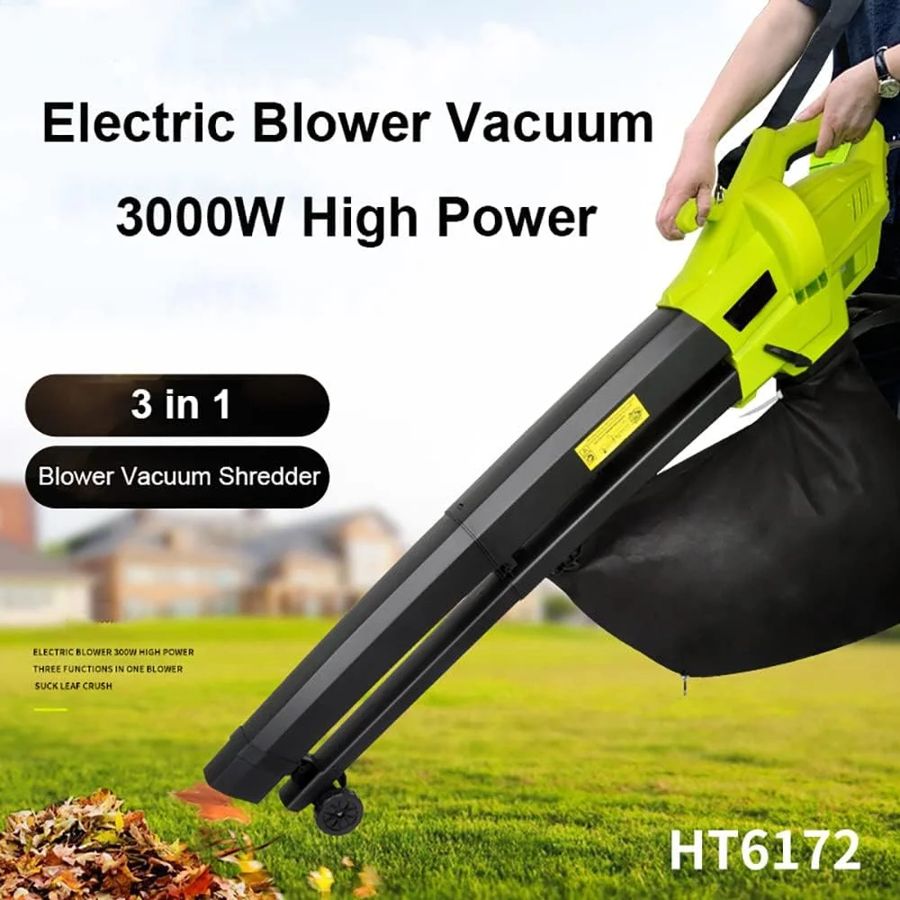 دمنده برگ 3 در 1 MHWL - دمنده/جاروبرقی خردکن باغی 3000 وات - کیسه جمع آوری بزرگ 40 لیتری با بند حمل، نسبت خرد کردن 16:1، سبک وزن 2.9 کیلوگرم، 270 کیلومتر در ساعت دمنده قدرتمند گرد و غبار، برگ و برف، 15 متر