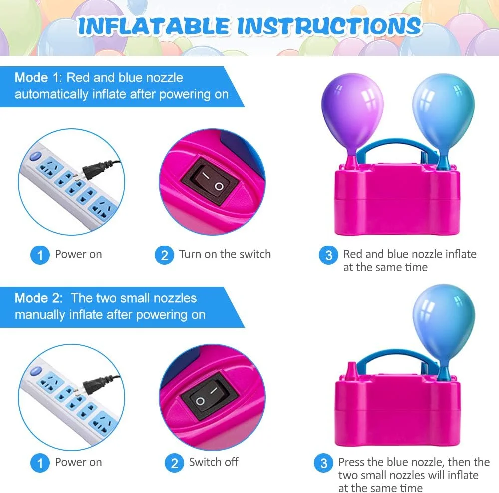 پمپ بادکنک LANBOJI، پمپ برقی بادکنک LANBOJI، پمپ دمنده هوای قابل حمل، نازل دوگانه، مناسب برای تزئینات جشن پمپ بادکنک LANBOJI، پمپ برقی بادکنک LANBOJI، پمپ دمنده هوای قابل حمل، نازل دوگانه، مناسب برای تزئینات جشن